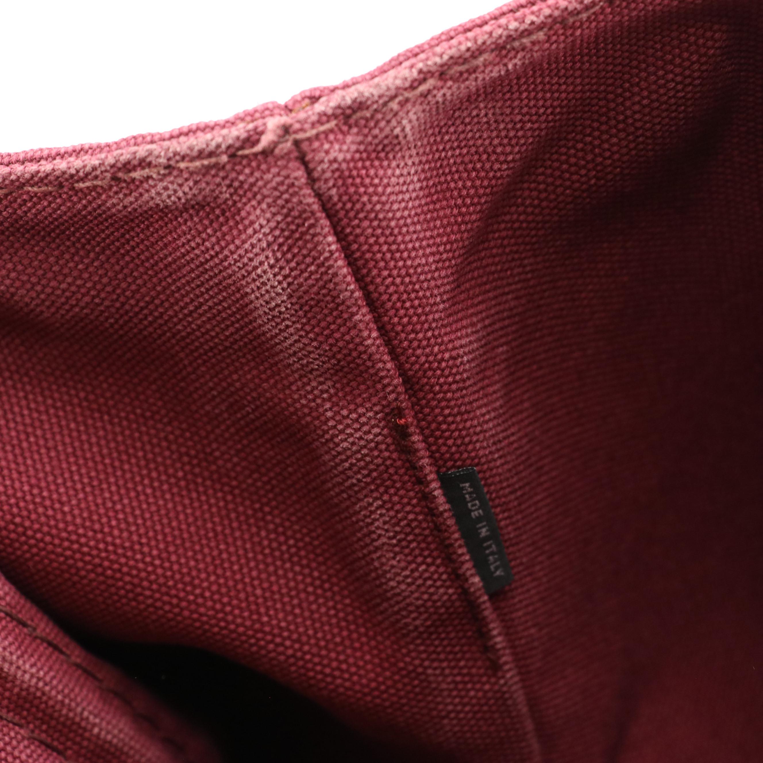 Prada Canapa Logo Two-Way Tote in Burgundy Canvas