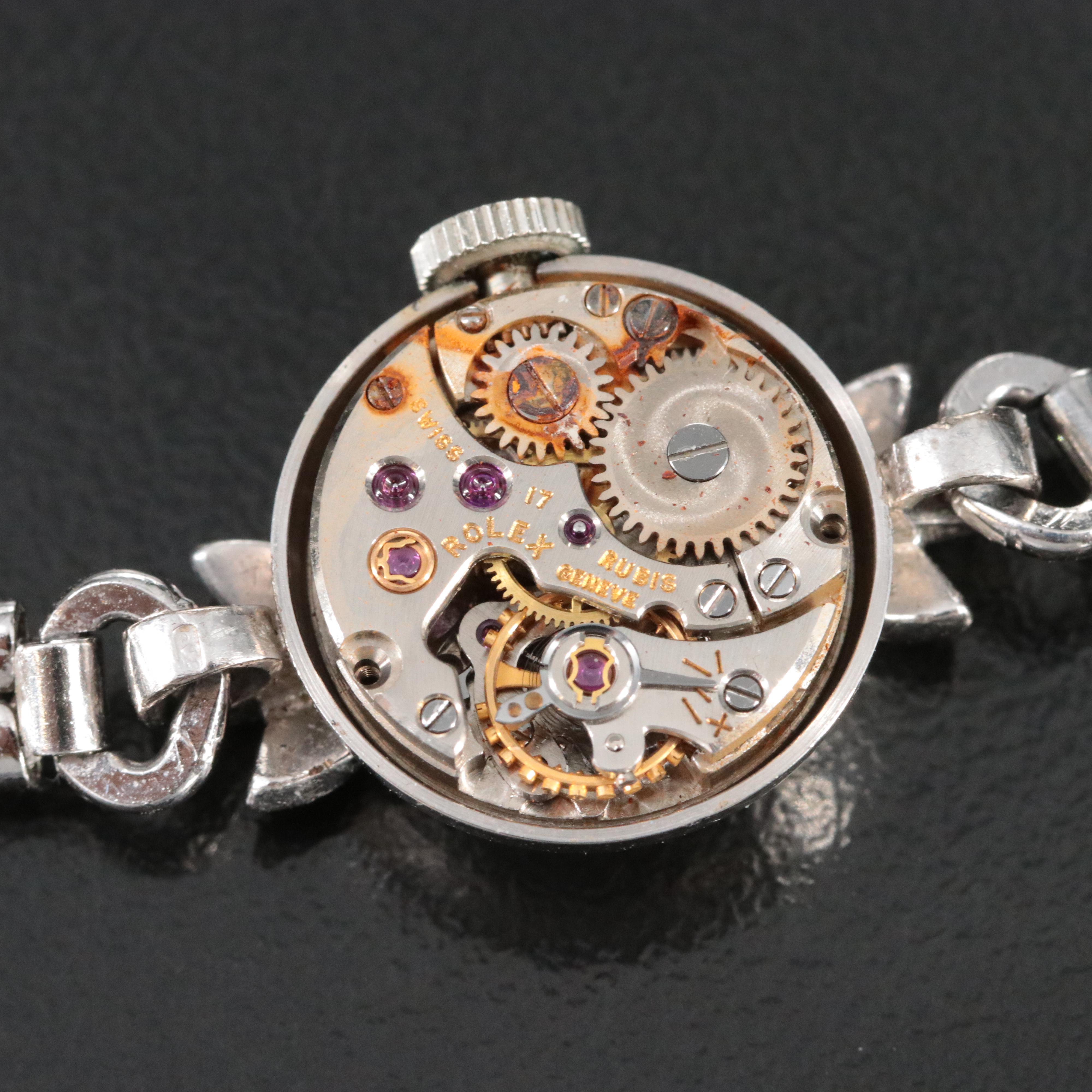 18K Vintage Rolex Precision Diamond Stem Wind Watch