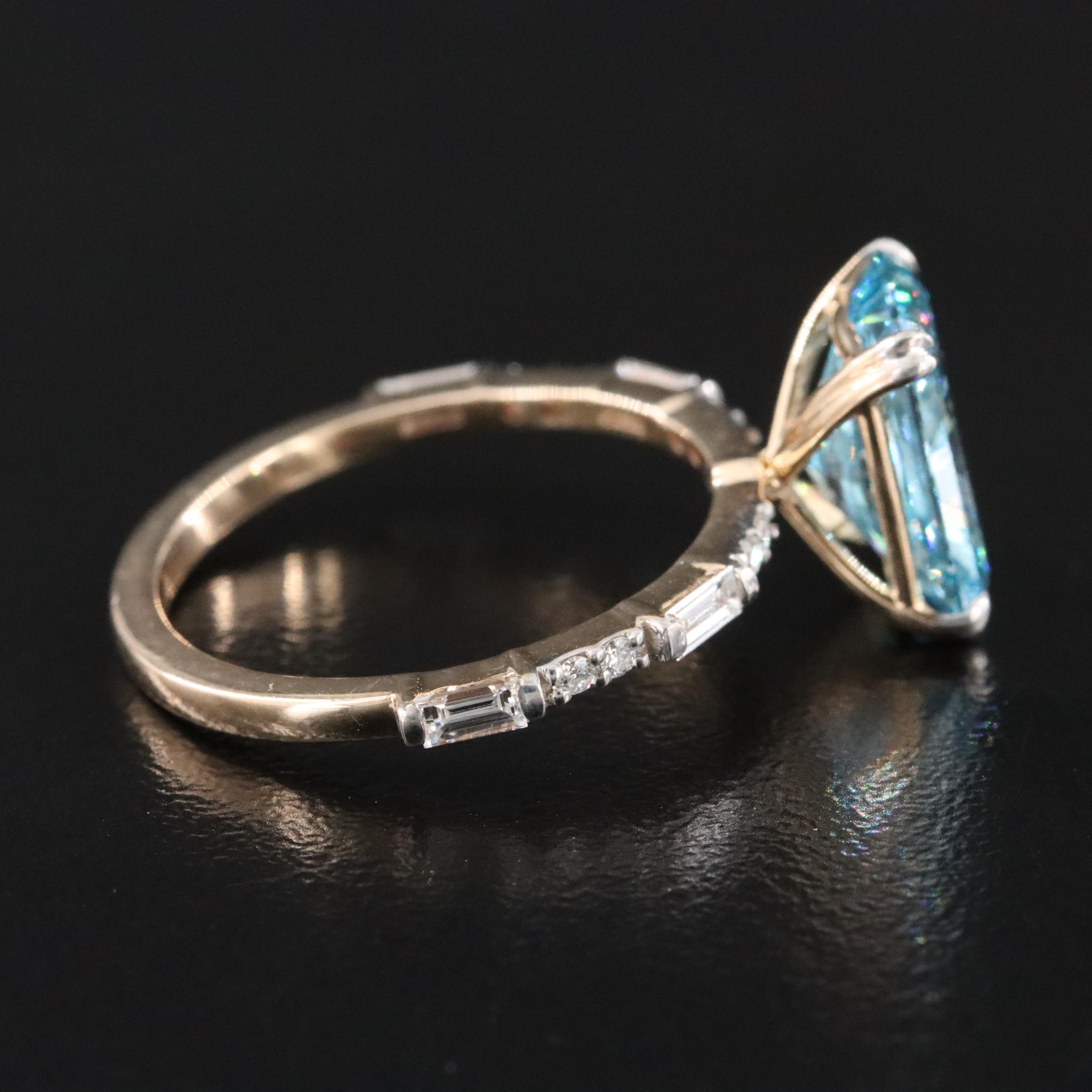 14K 3.34 CTW Lab Grown Diamond Ring with Fancy Blue Center and IGI Report