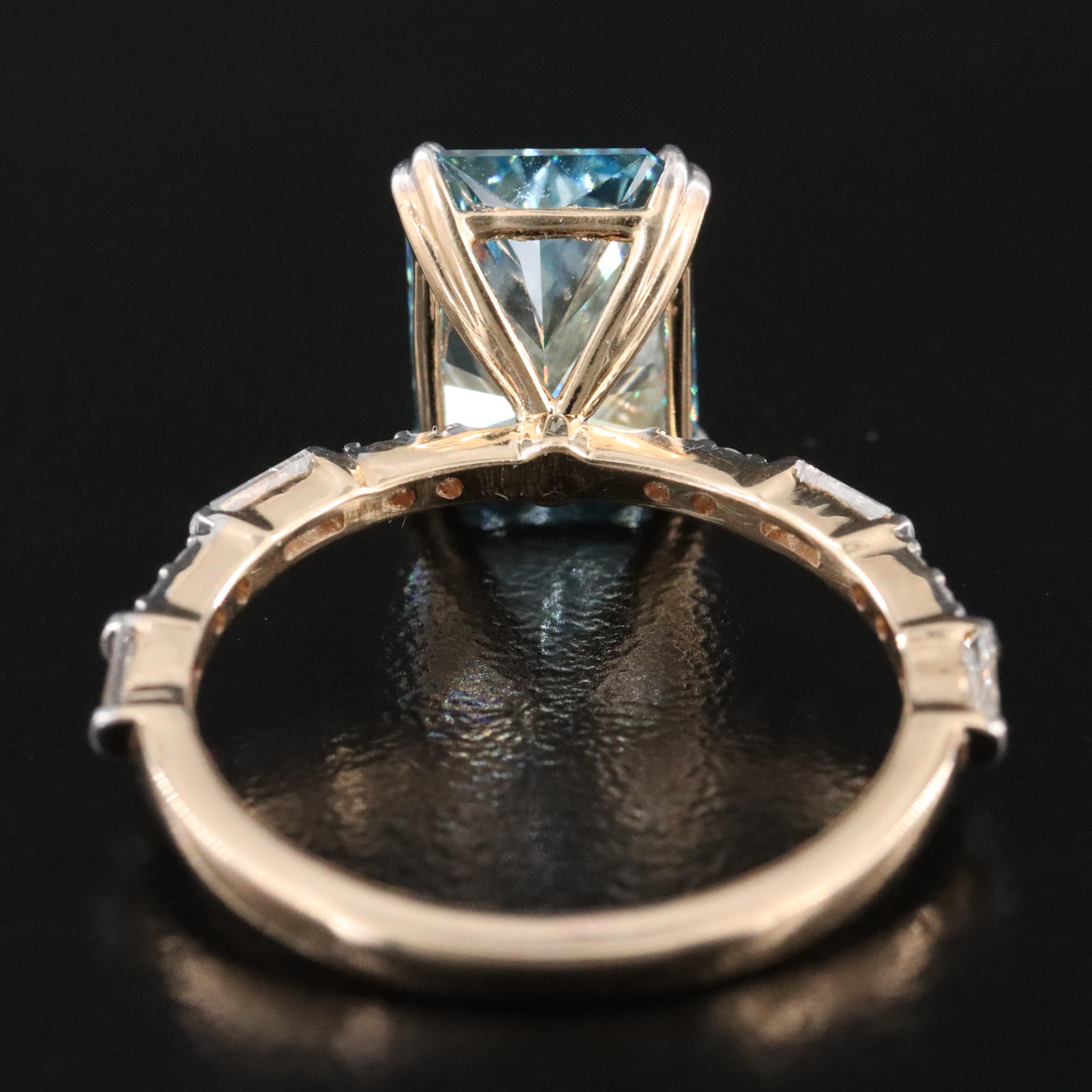 14K 3.34 CTW Lab Grown Diamond Ring with Fancy Blue Center and IGI Report