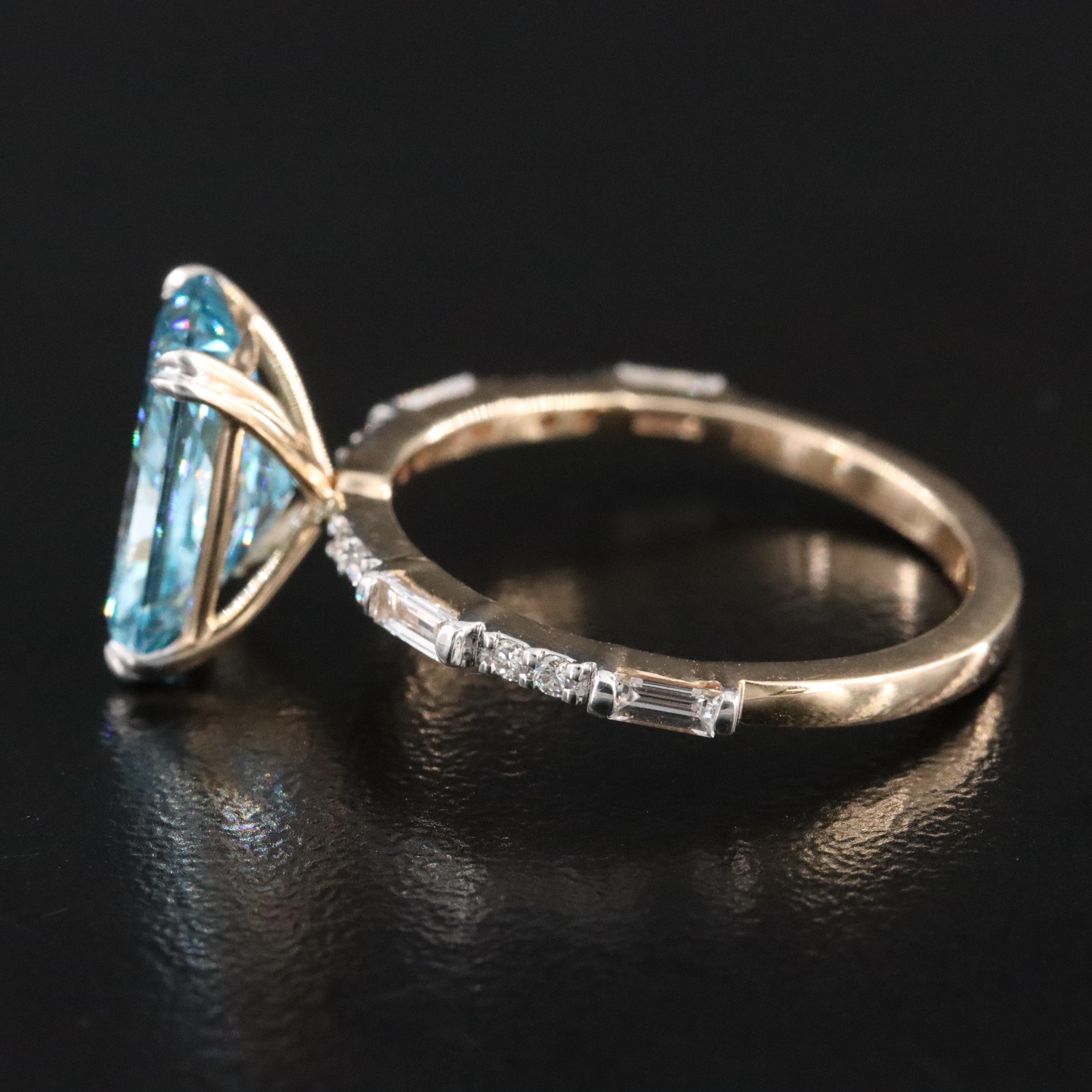 14K 3.34 CTW Lab Grown Diamond Ring with Fancy Blue Center and IGI Report