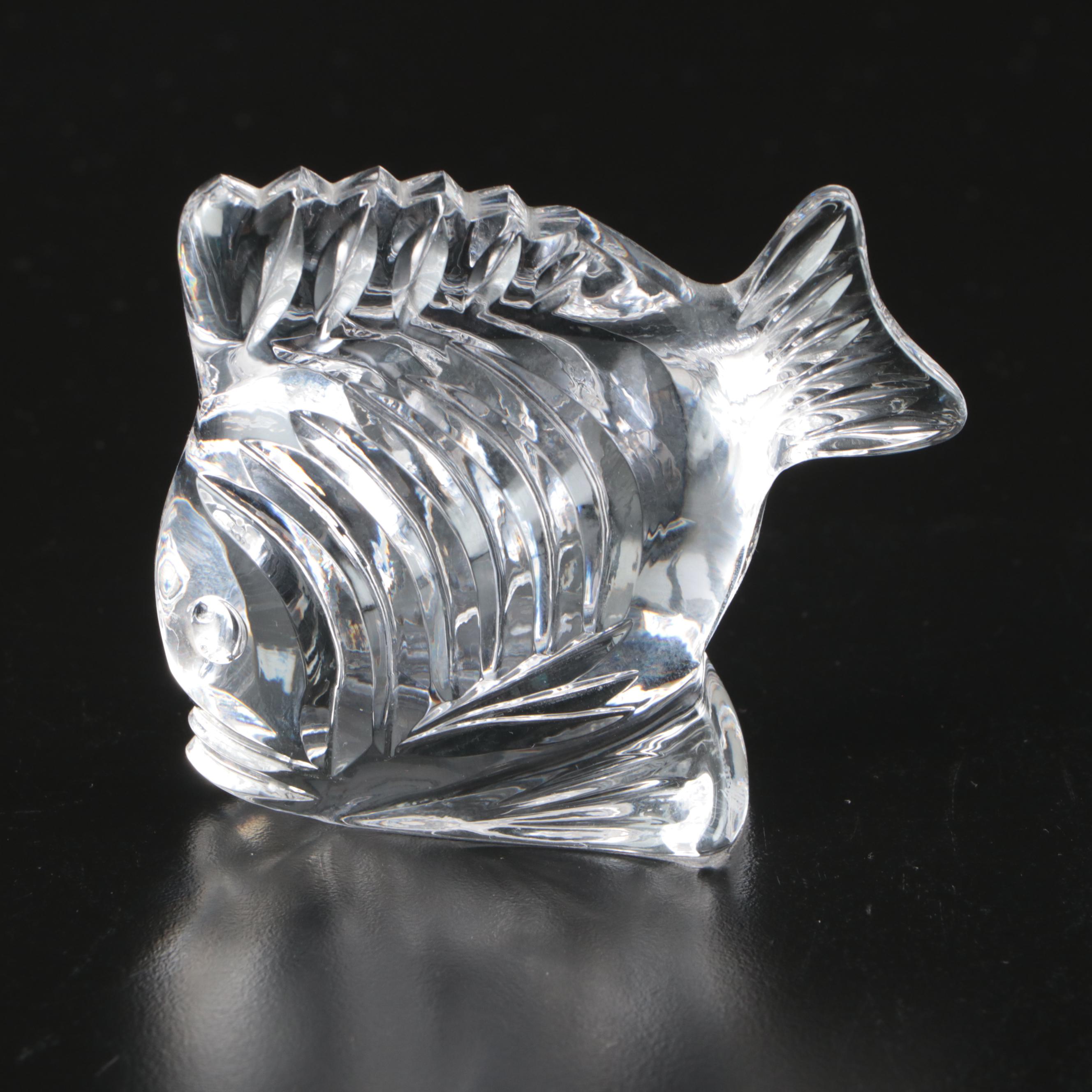 Waterford Crystal Fish Paperweight, Danish Modern Royal Copenhagen Cobalt Bowl