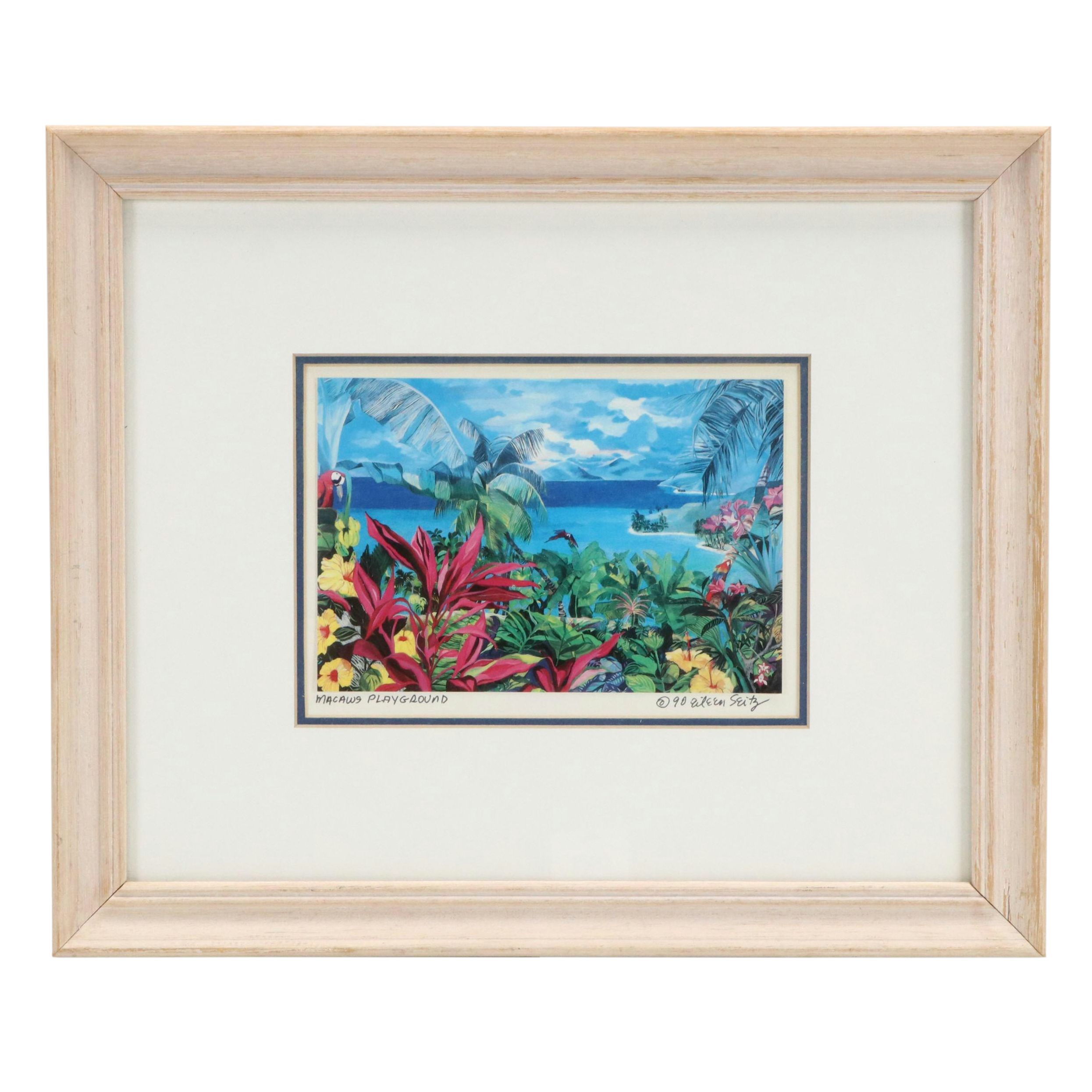 Eileen Sietz Offset Lithograph "Macaws Playground," 1990