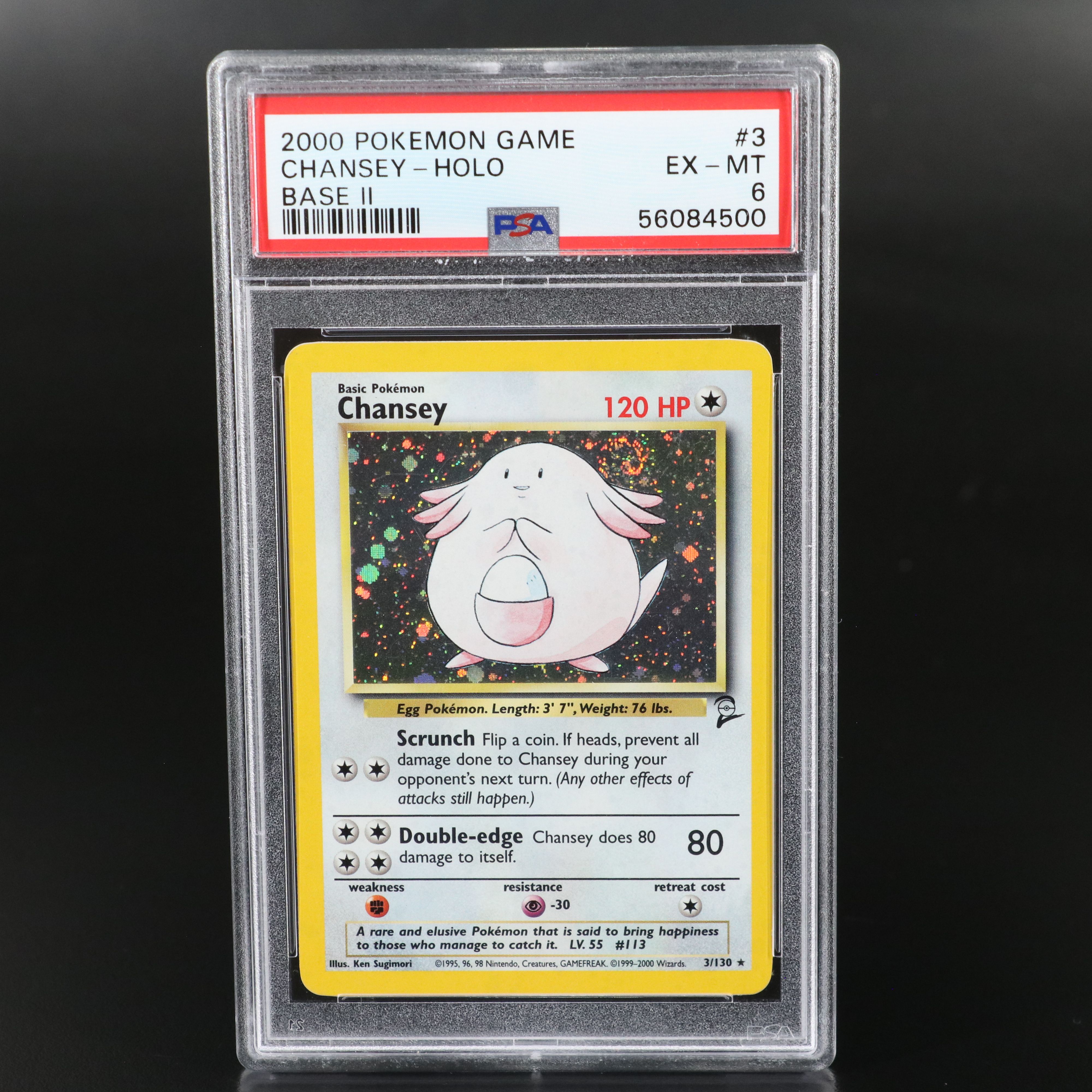 Base Set II Chansey Holographic Pokémon Card Graded PSA 6