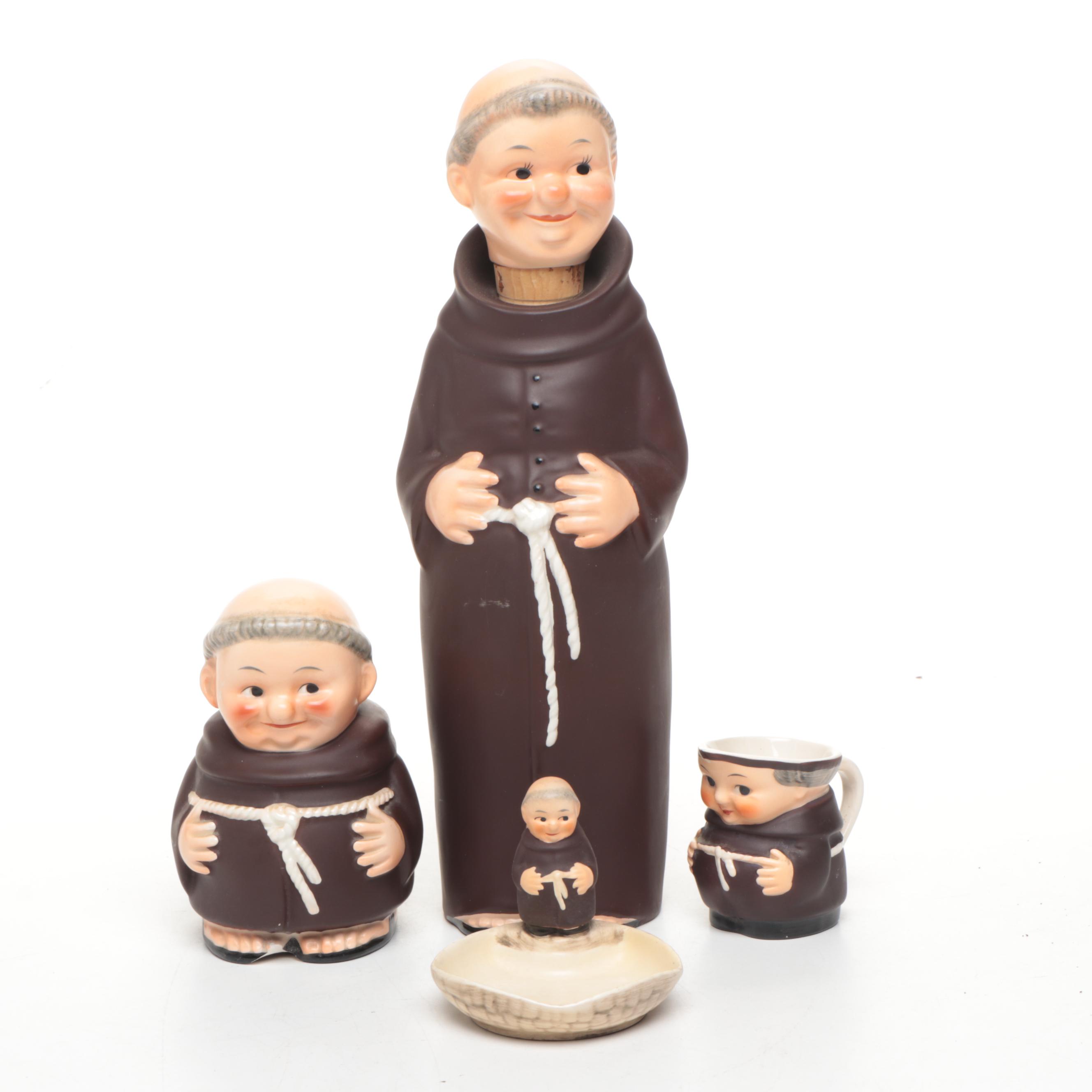 Goebel "Friar Tuck" Porcelain Bank, Jug, Bottle, and Toby Jug Creamer