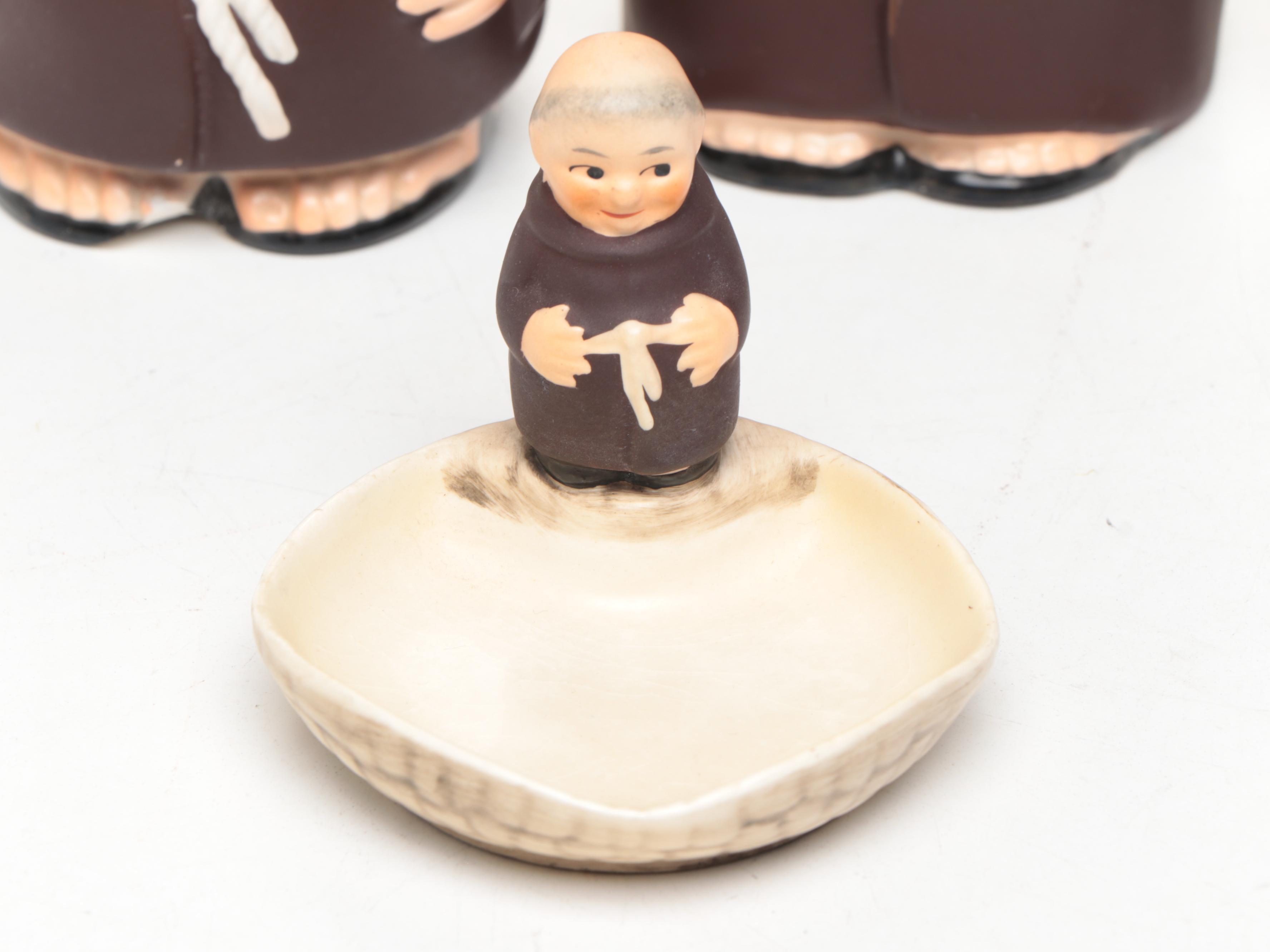 Goebel "Friar Tuck" Porcelain Bank, Jug, Bottle, and Toby Jug Creamer