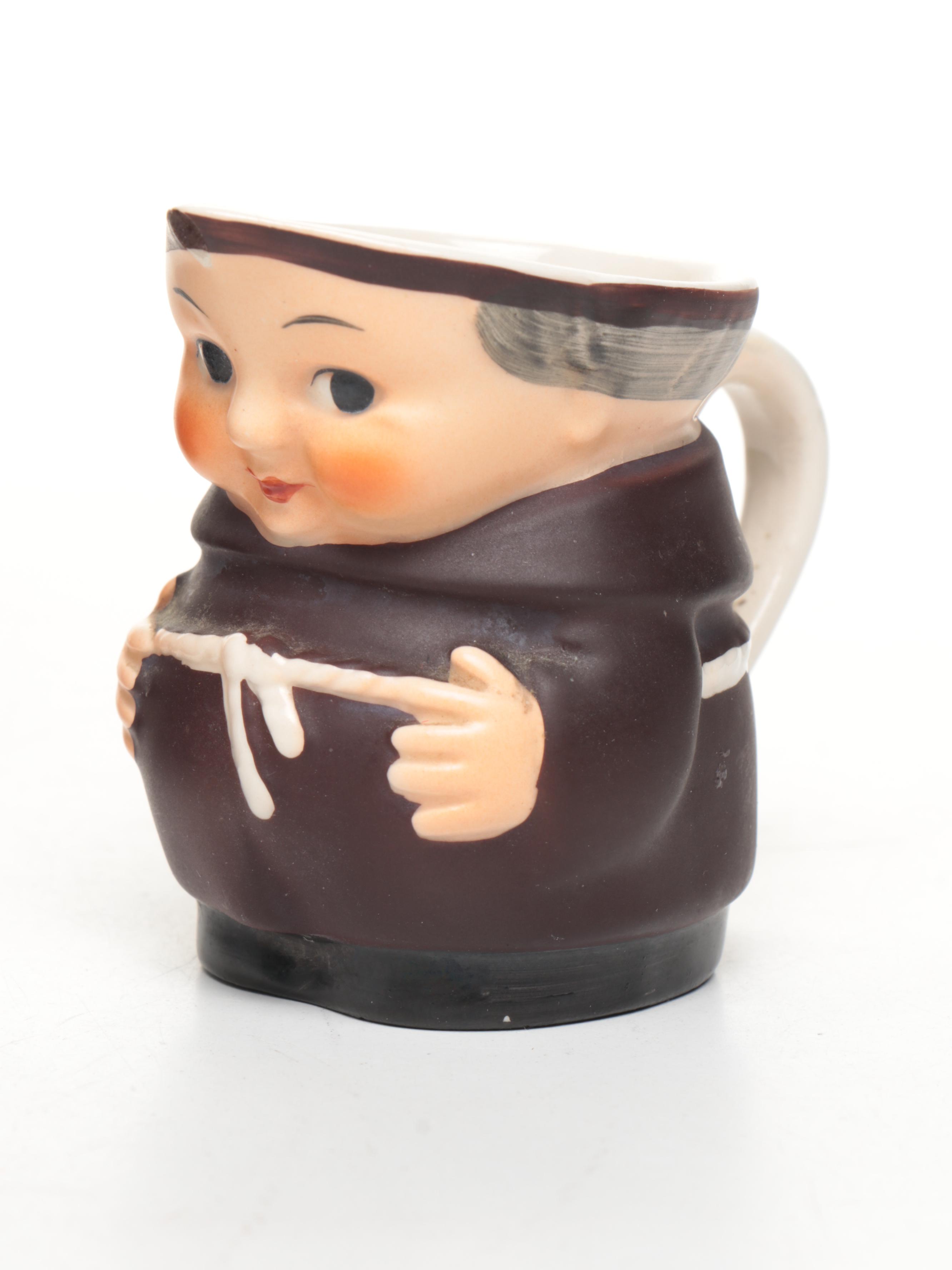 Goebel "Friar Tuck" Porcelain Bank, Jug, Bottle, and Toby Jug Creamer