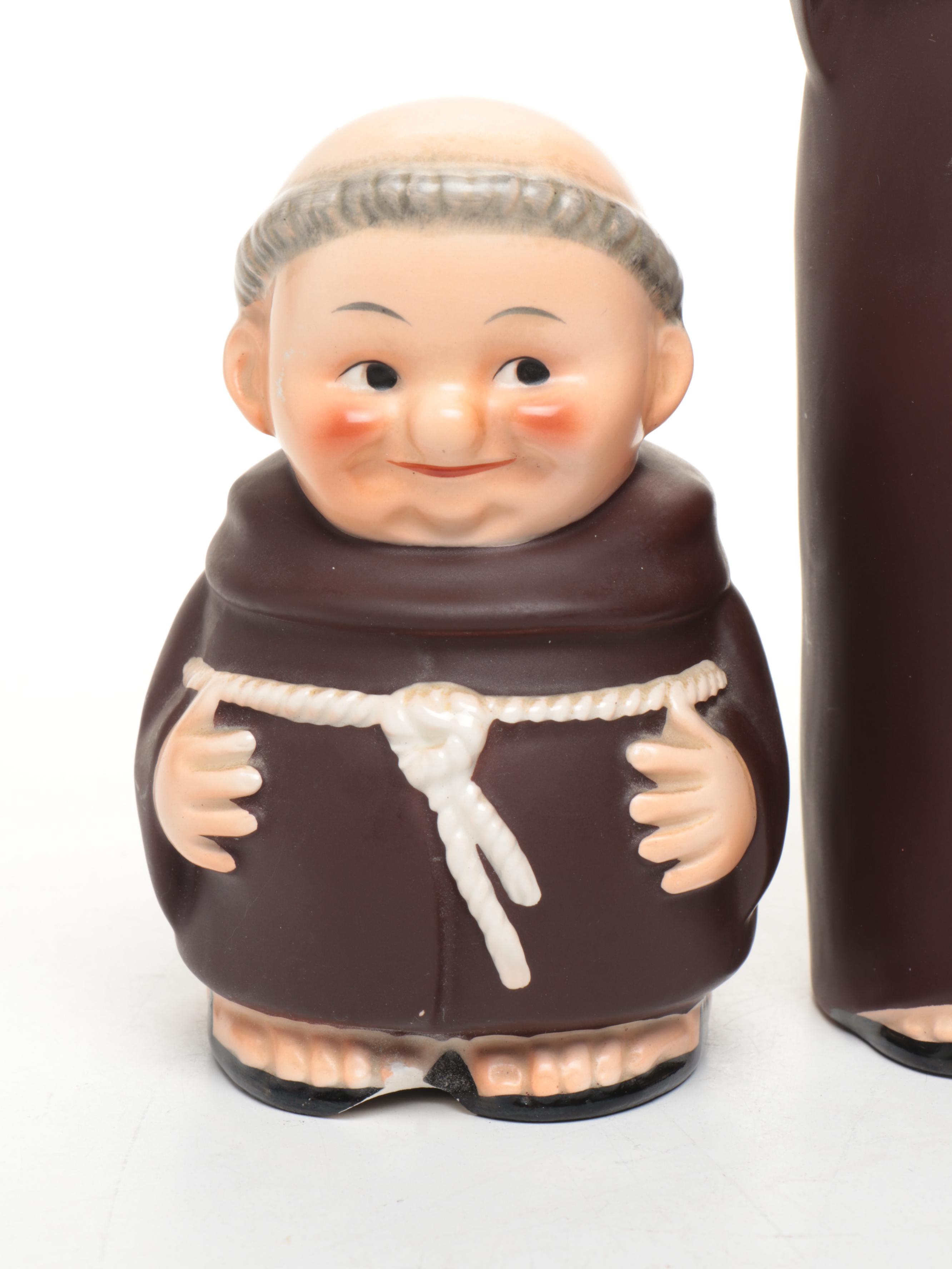 Goebel "Friar Tuck" Porcelain Bank, Jug, Bottle, and Toby Jug Creamer