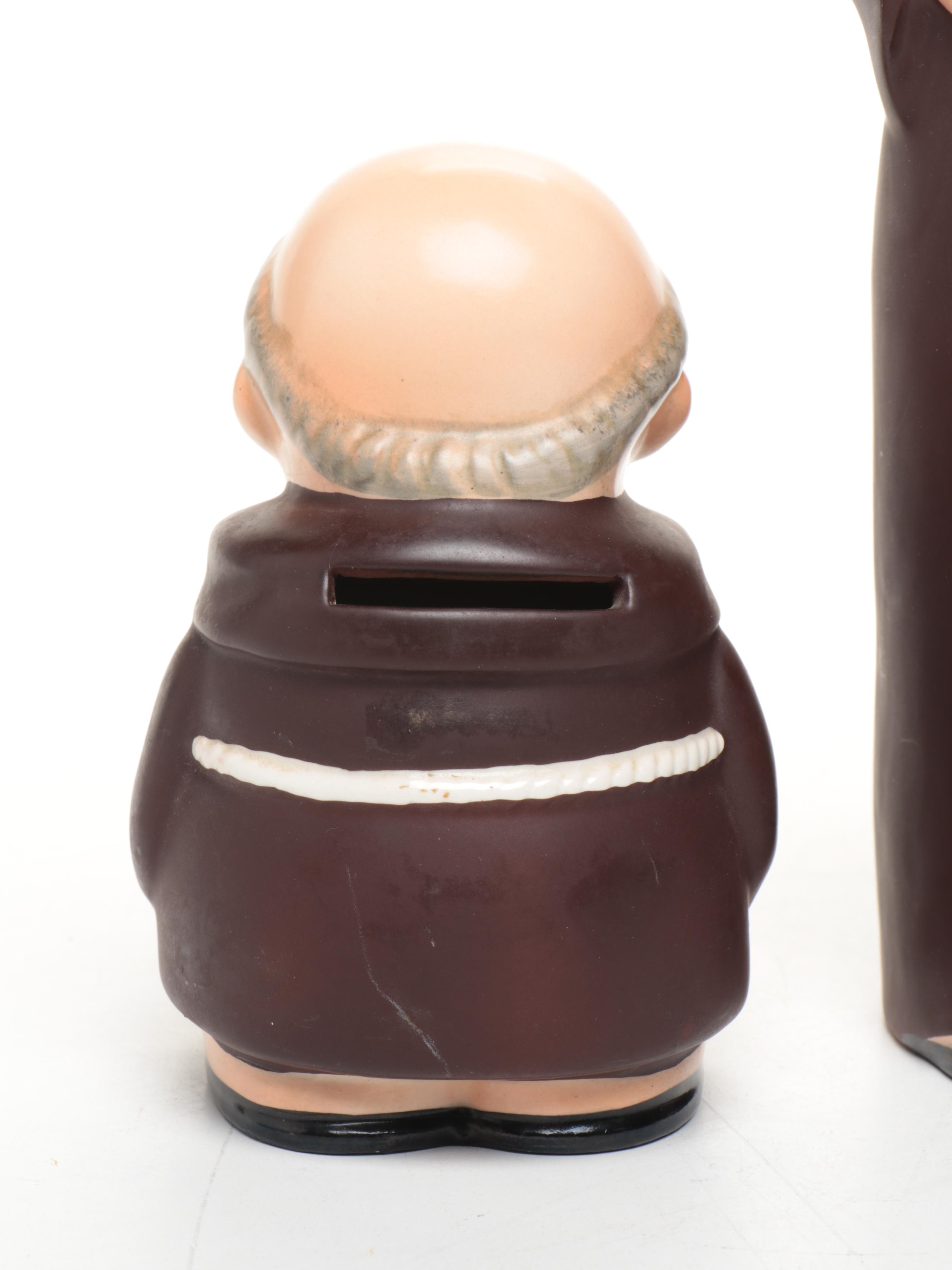 Goebel "Friar Tuck" Porcelain Bank, Jug, Bottle, and Toby Jug Creamer