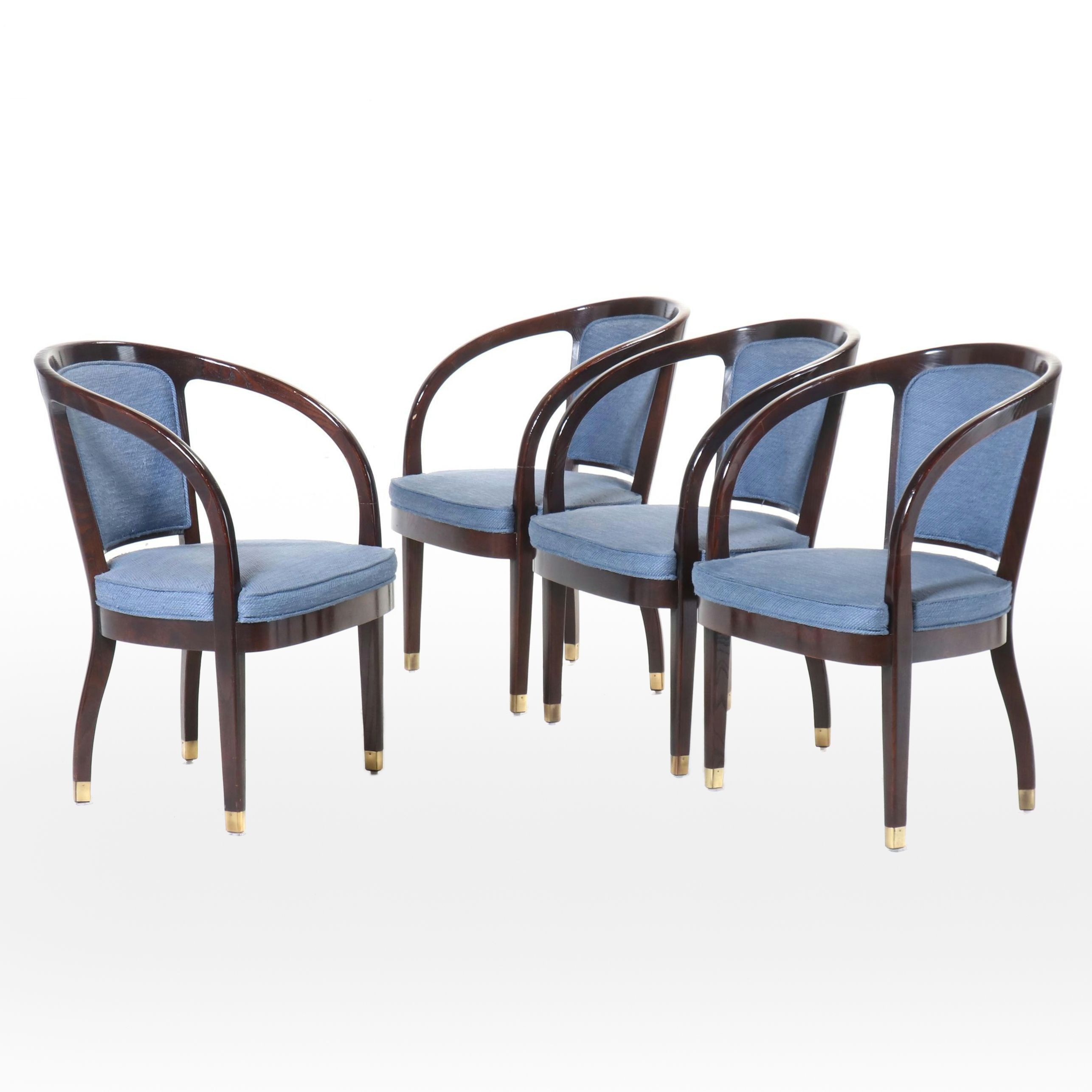 Set of Four Henredon Blue Upholstered Armchairs