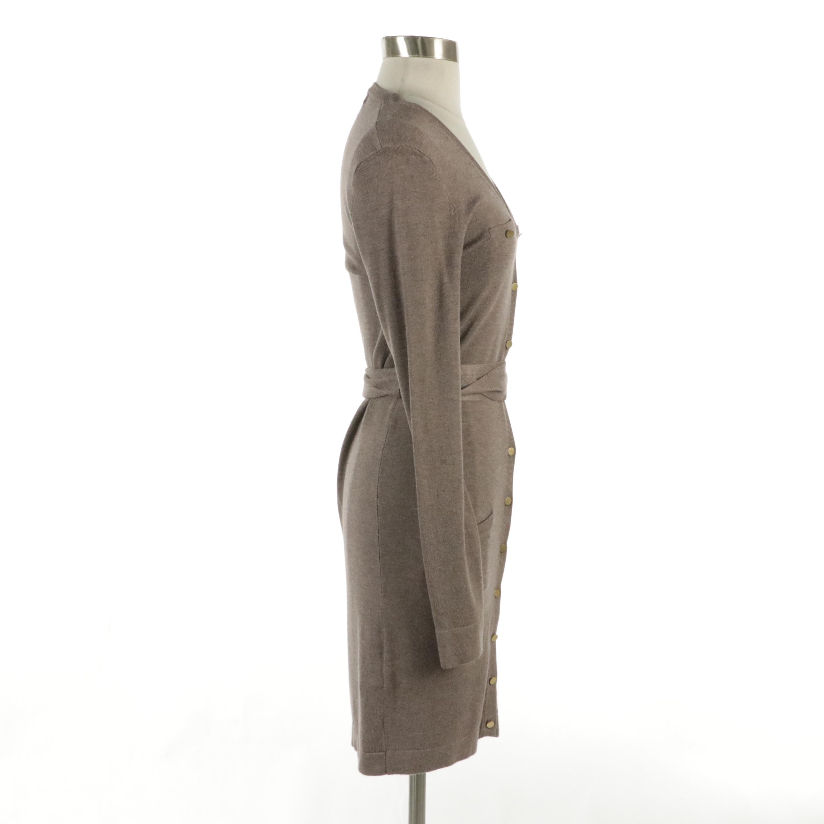 BCBG Max Azria Belted Cardigan Sweater Dress and Faux Leather Belt