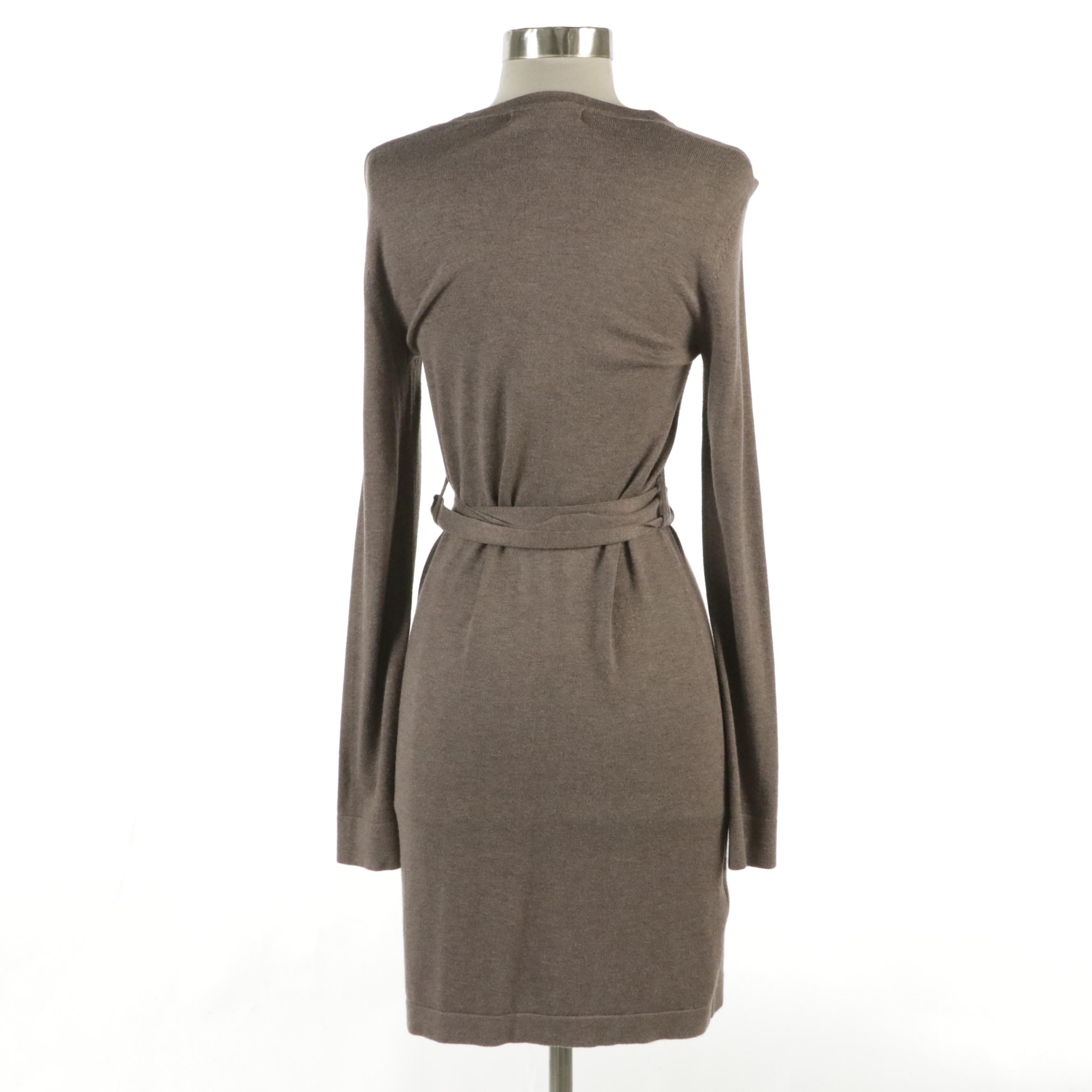 BCBG Max Azria Belted Cardigan Sweater Dress and Faux Leather Belt