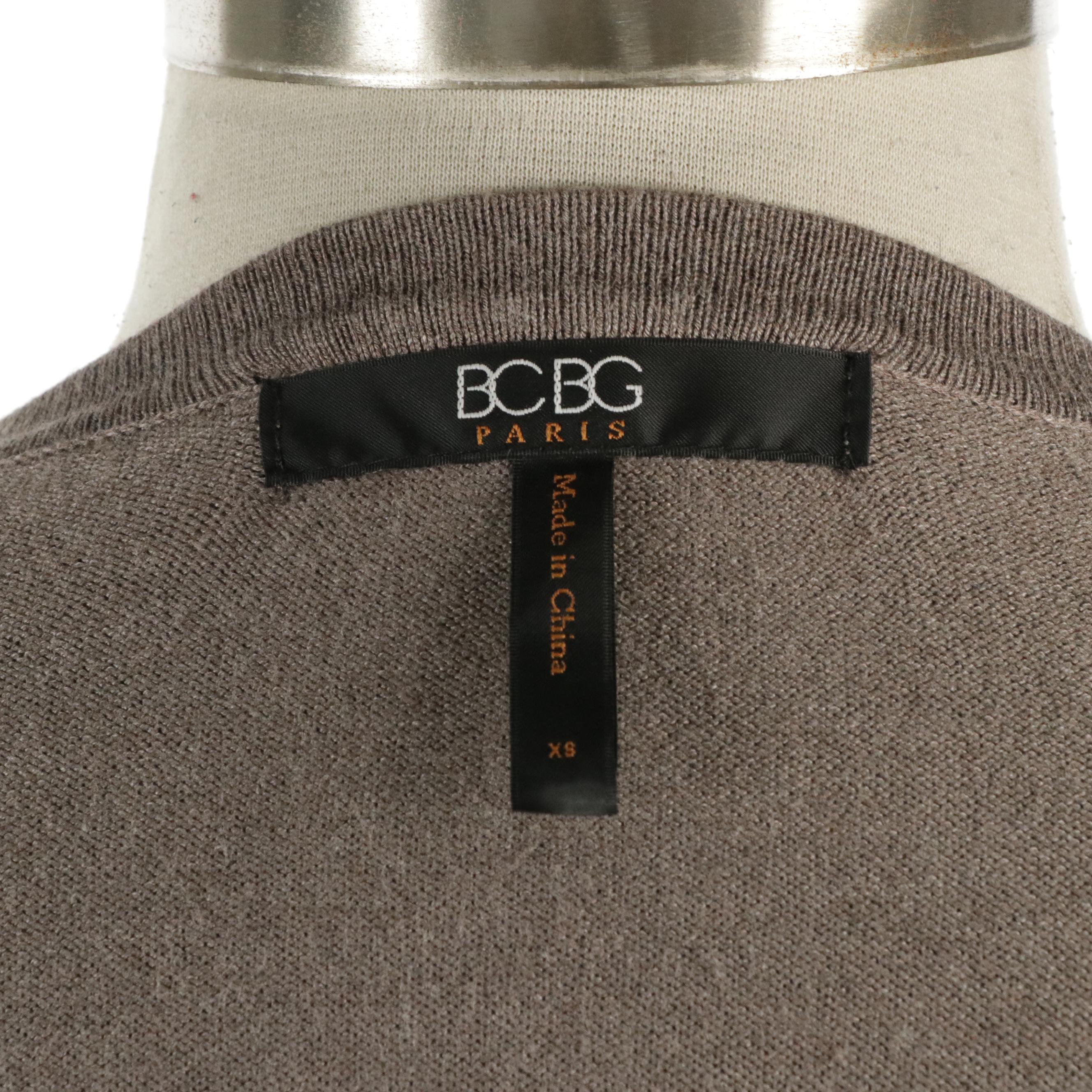 BCBG Max Azria Belted Cardigan Sweater Dress and Faux Leather Belt