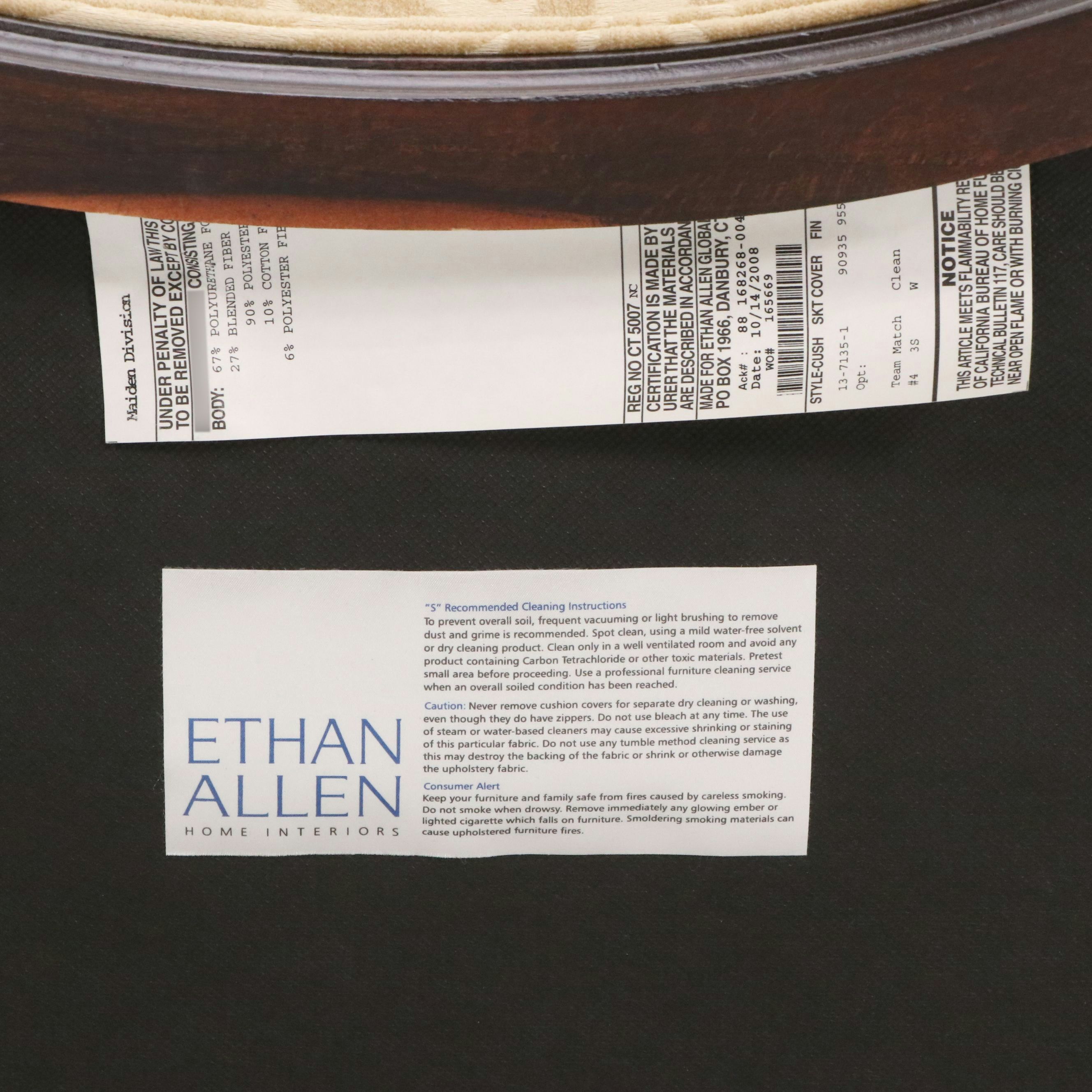 Ethan Allen Zebra Pattern Upholstered Armchair and Ottoman