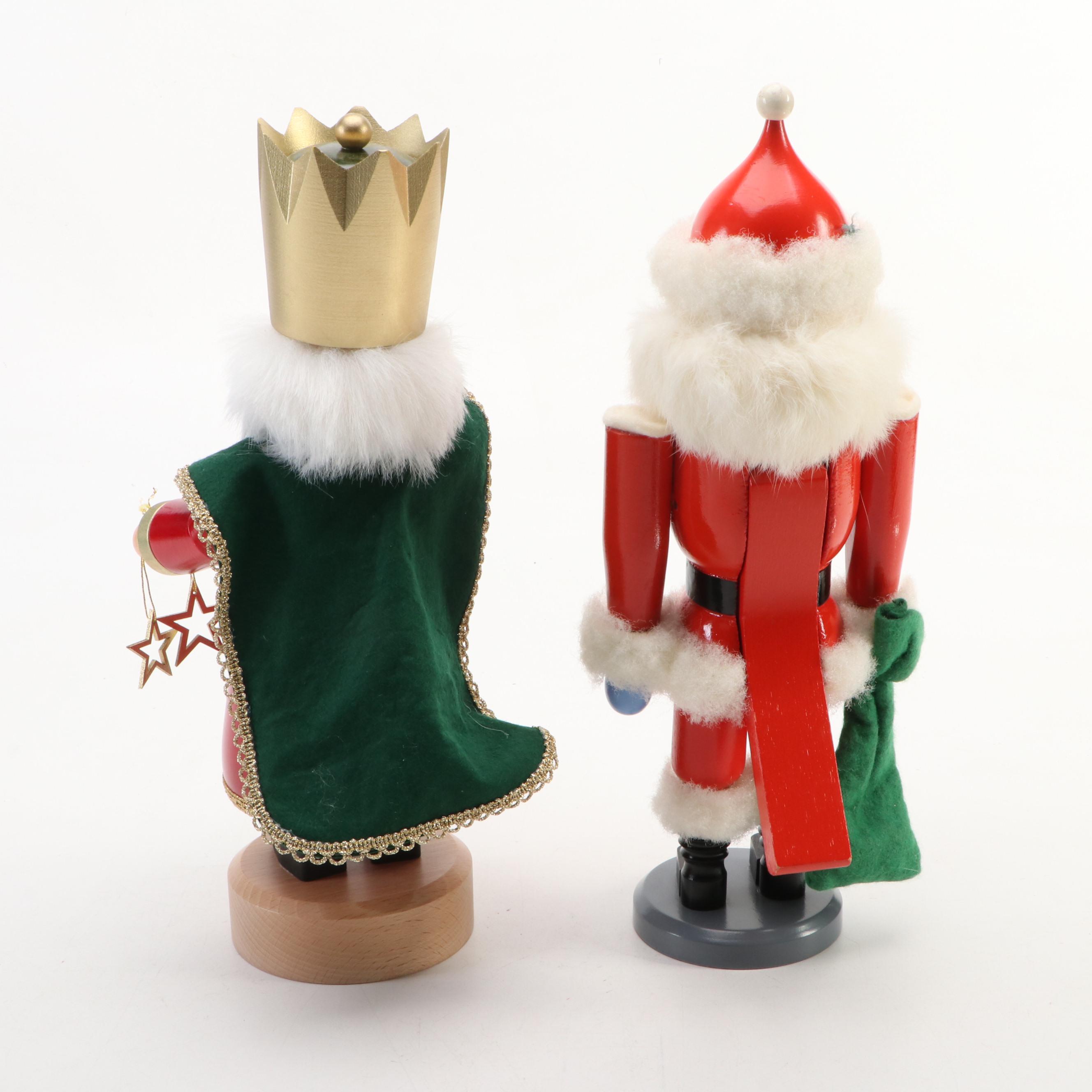 German Hand-Painted Santa and King Nutcrackers