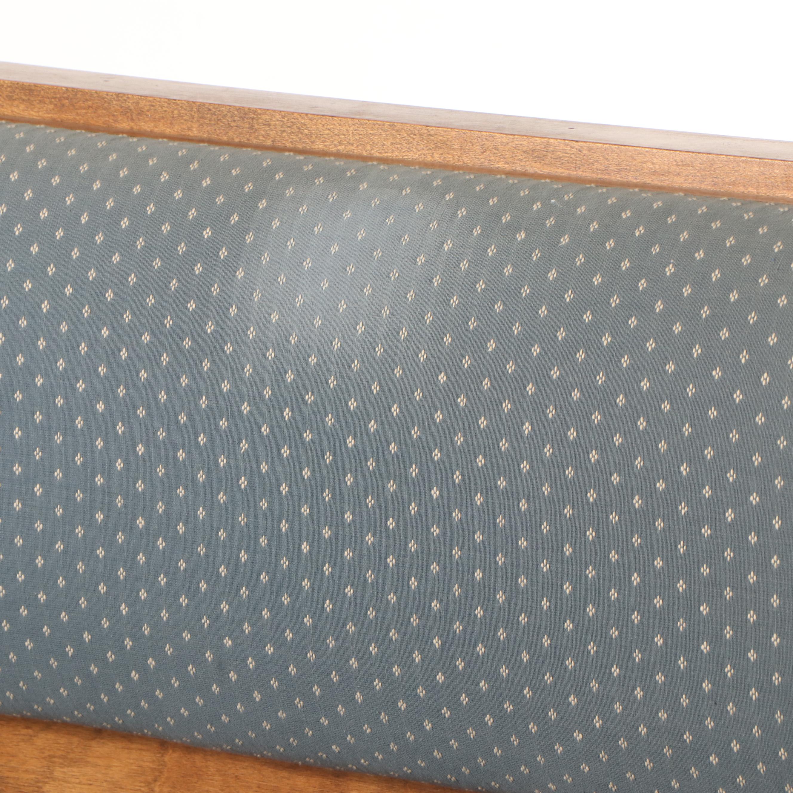 Modernist Style Upholstered Walnut Bench with Storage