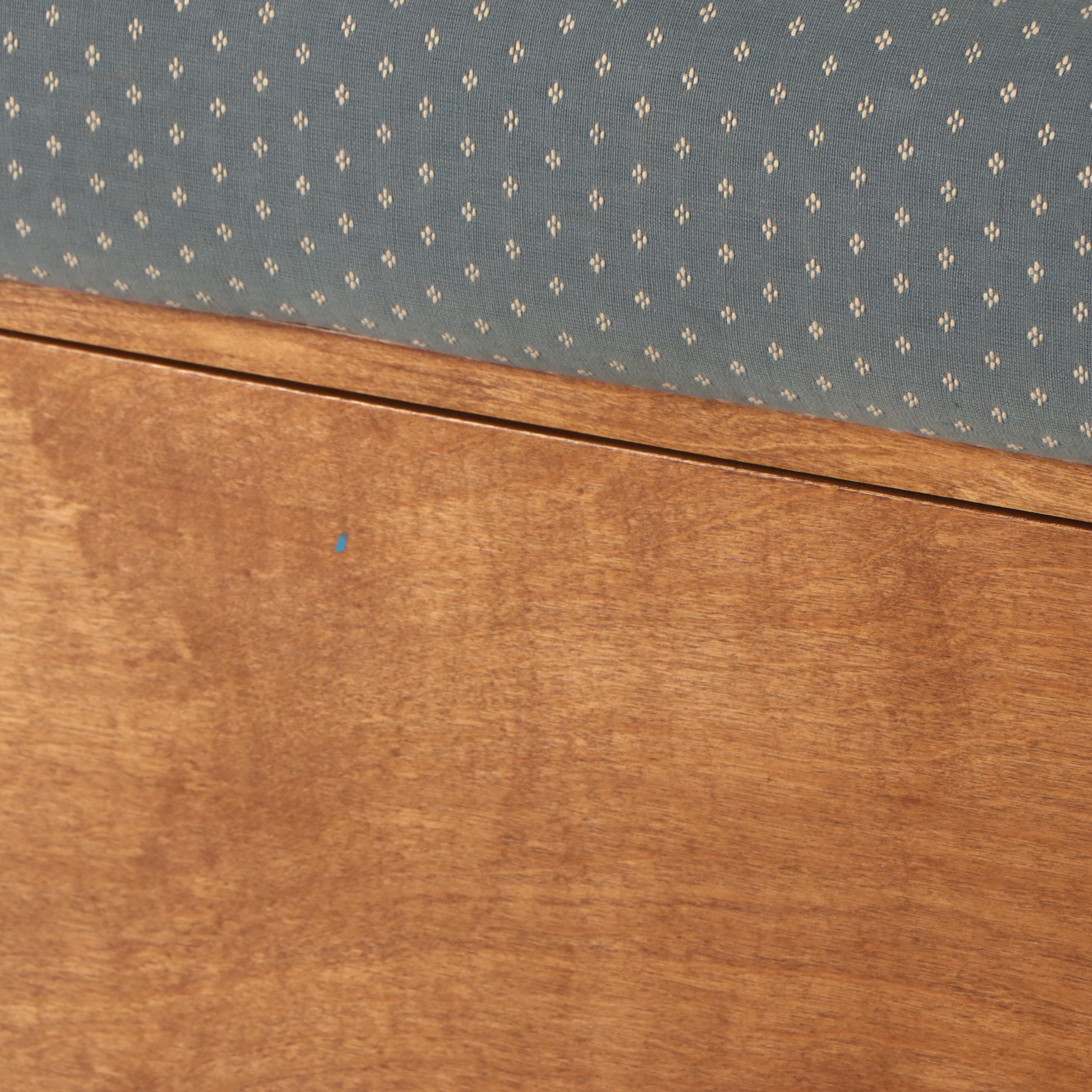 Modernist Style Upholstered Walnut Bench with Storage