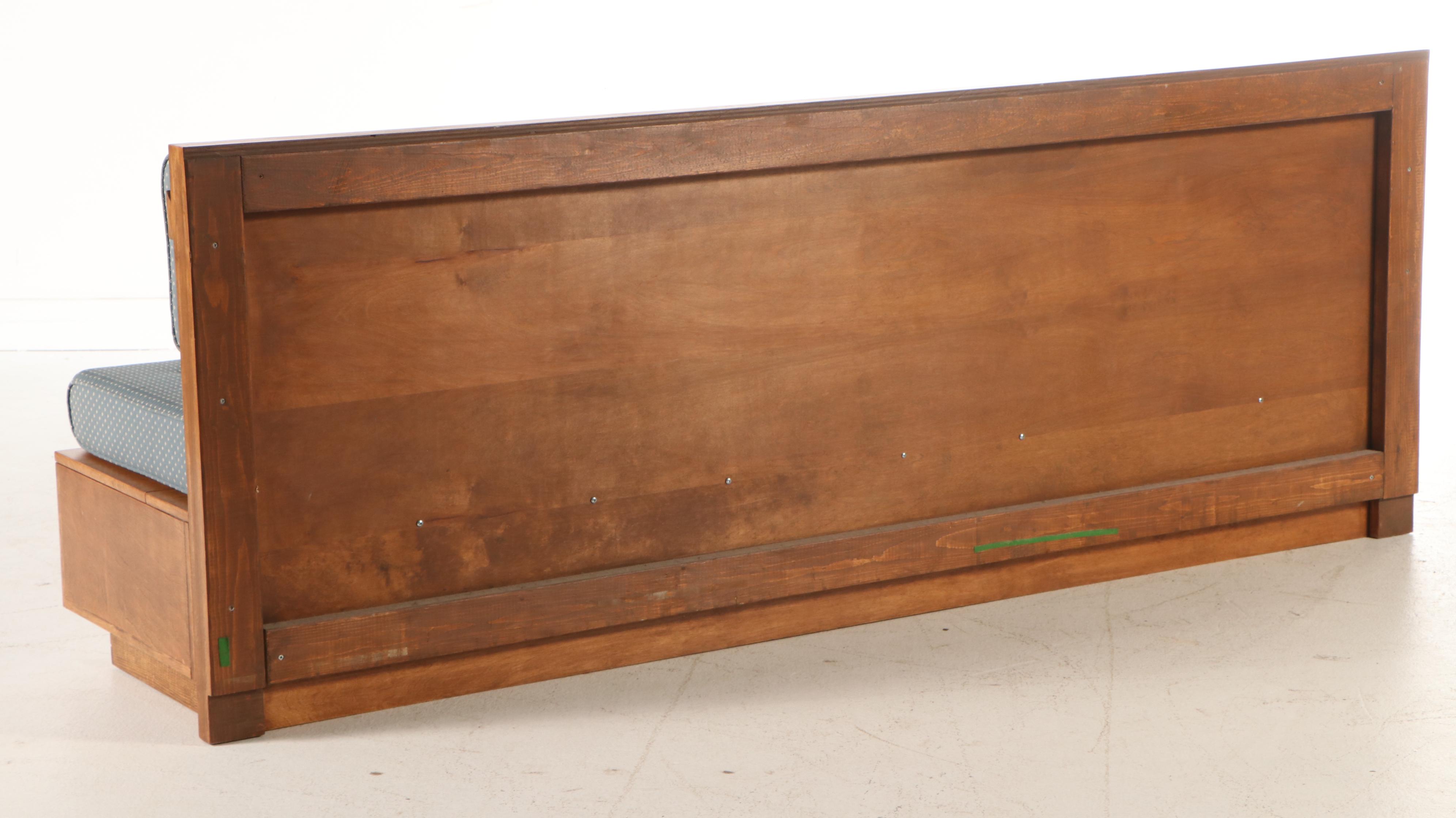 Modernist Style Upholstered Walnut Bench with Storage