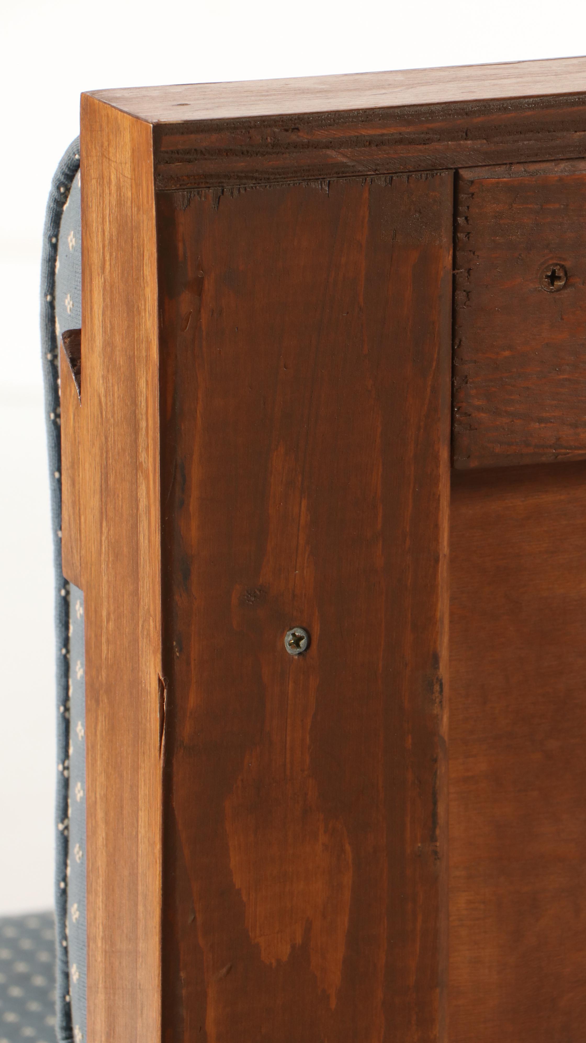 Modernist Style Upholstered Walnut Bench with Storage