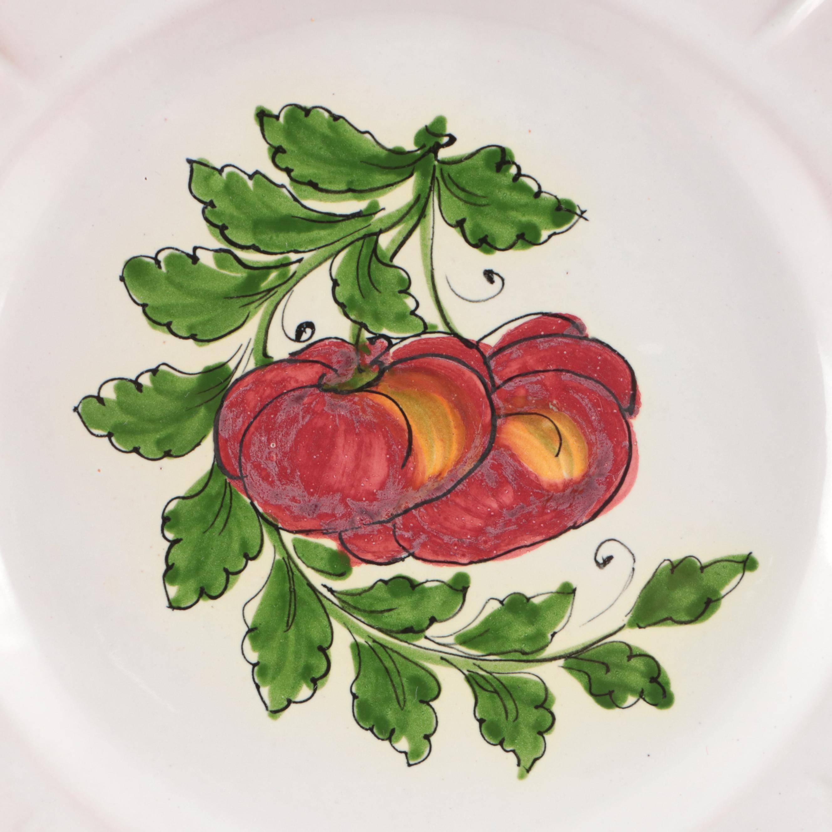 Hand-Painted Italian Majolica Ceramic Dessert Plates