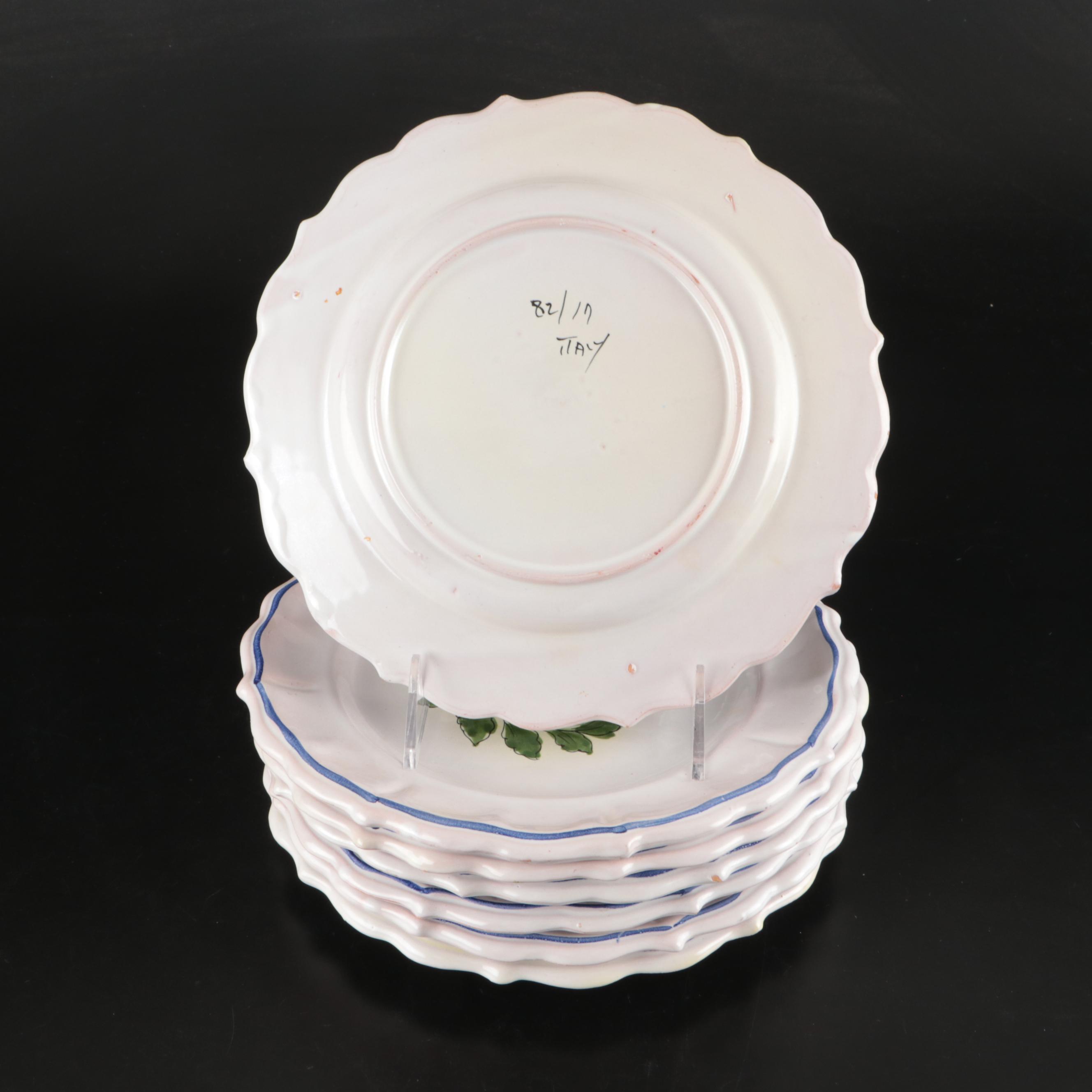 Hand-Painted Italian Majolica Ceramic Dessert Plates