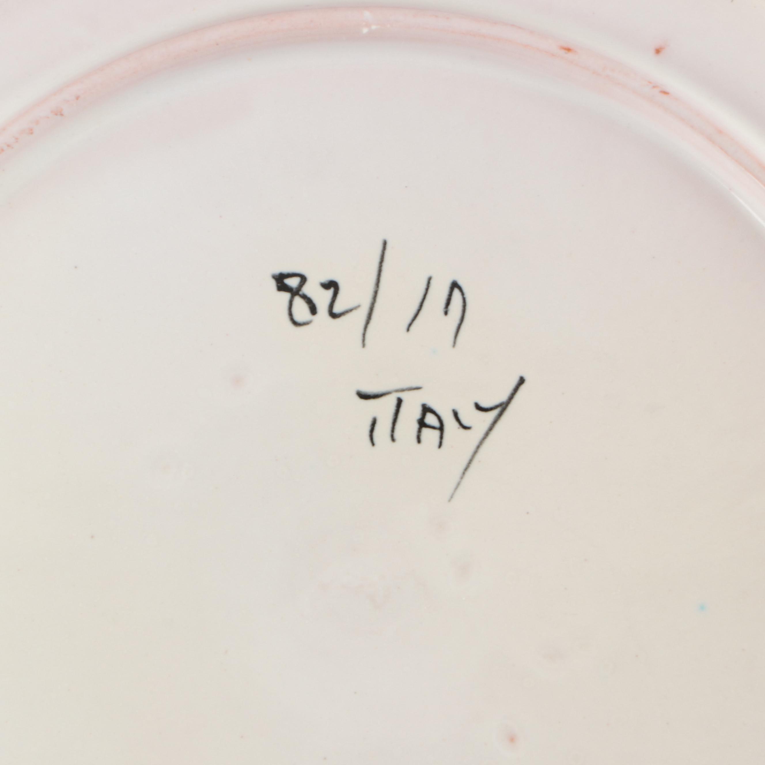 Hand-Painted Italian Majolica Ceramic Dessert Plates