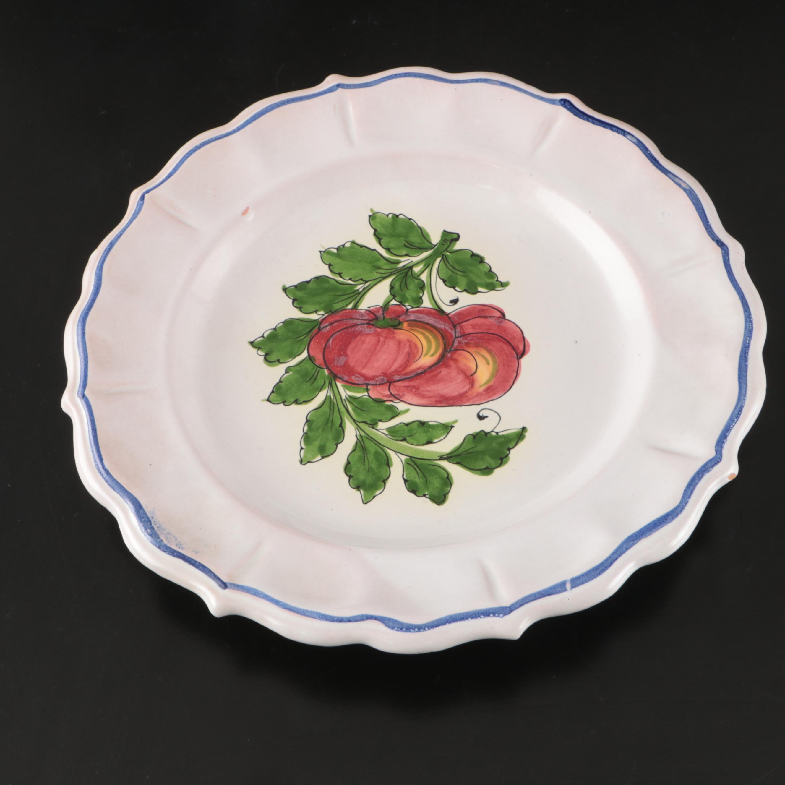 Hand-Painted Italian Majolica Ceramic Dessert Plates