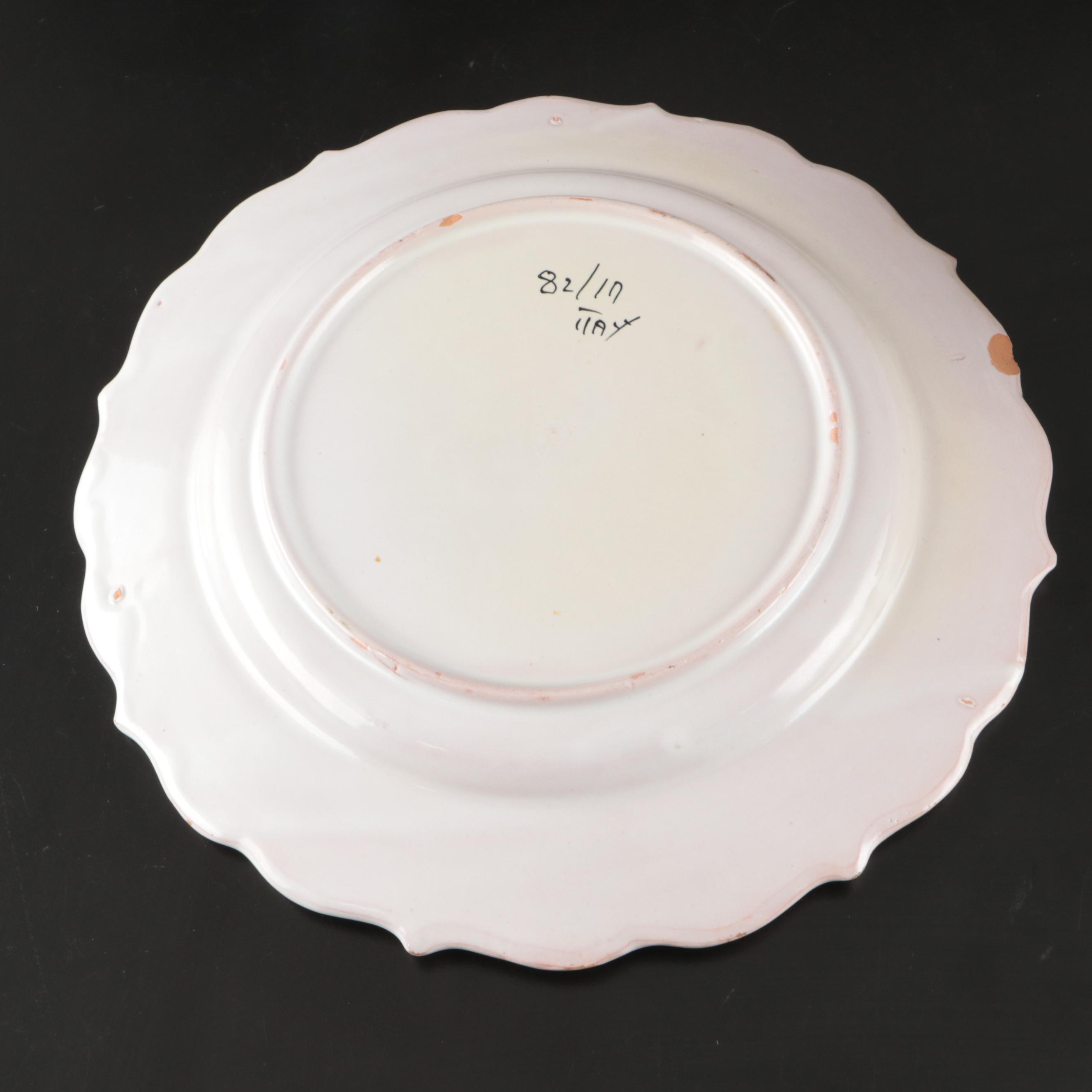 Hand-Painted Italian Majolica Ceramic Dessert Plates