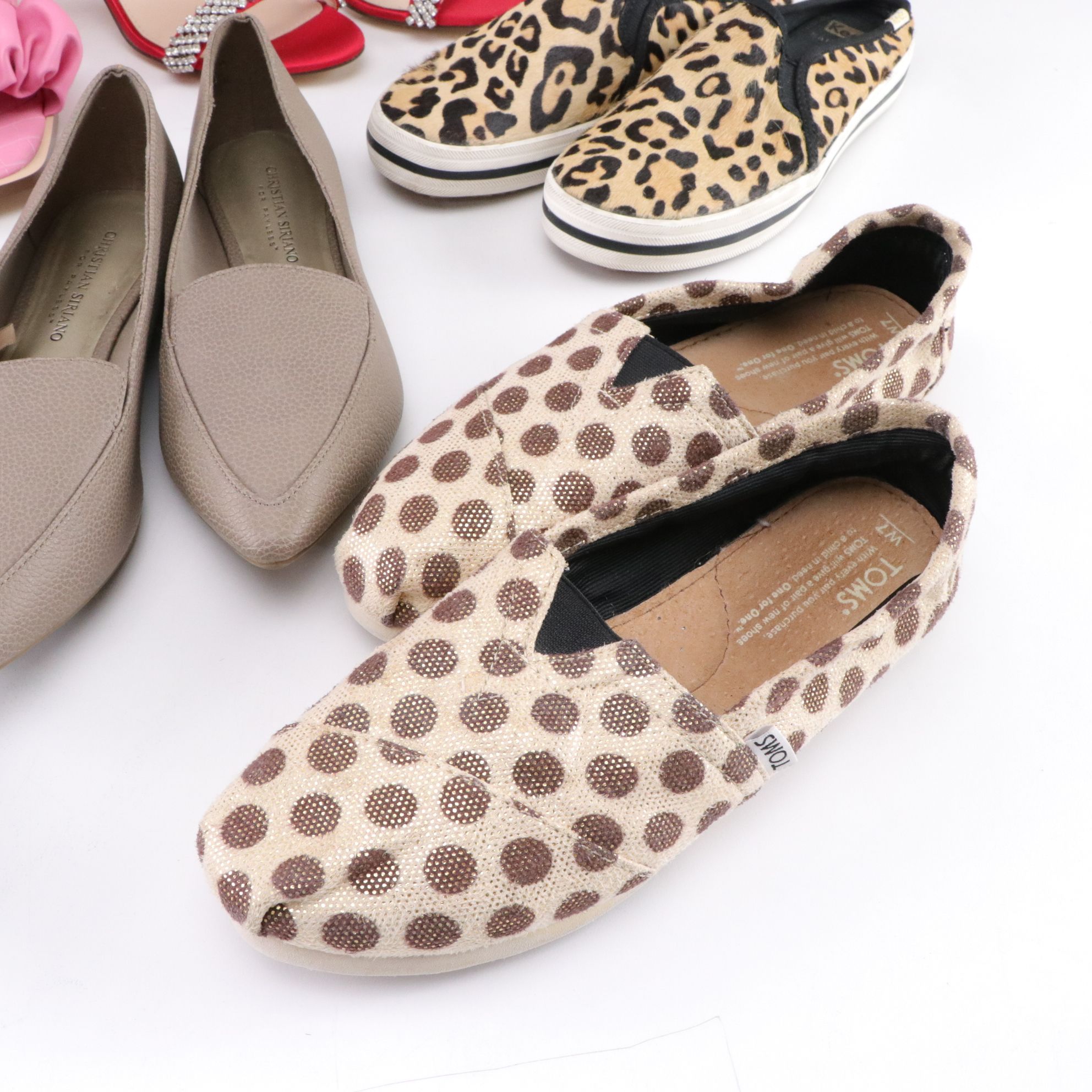 Keds for Kate Spade, Toms & Bobs Slip-On Shoes with Nina Red Satin Pumps & More