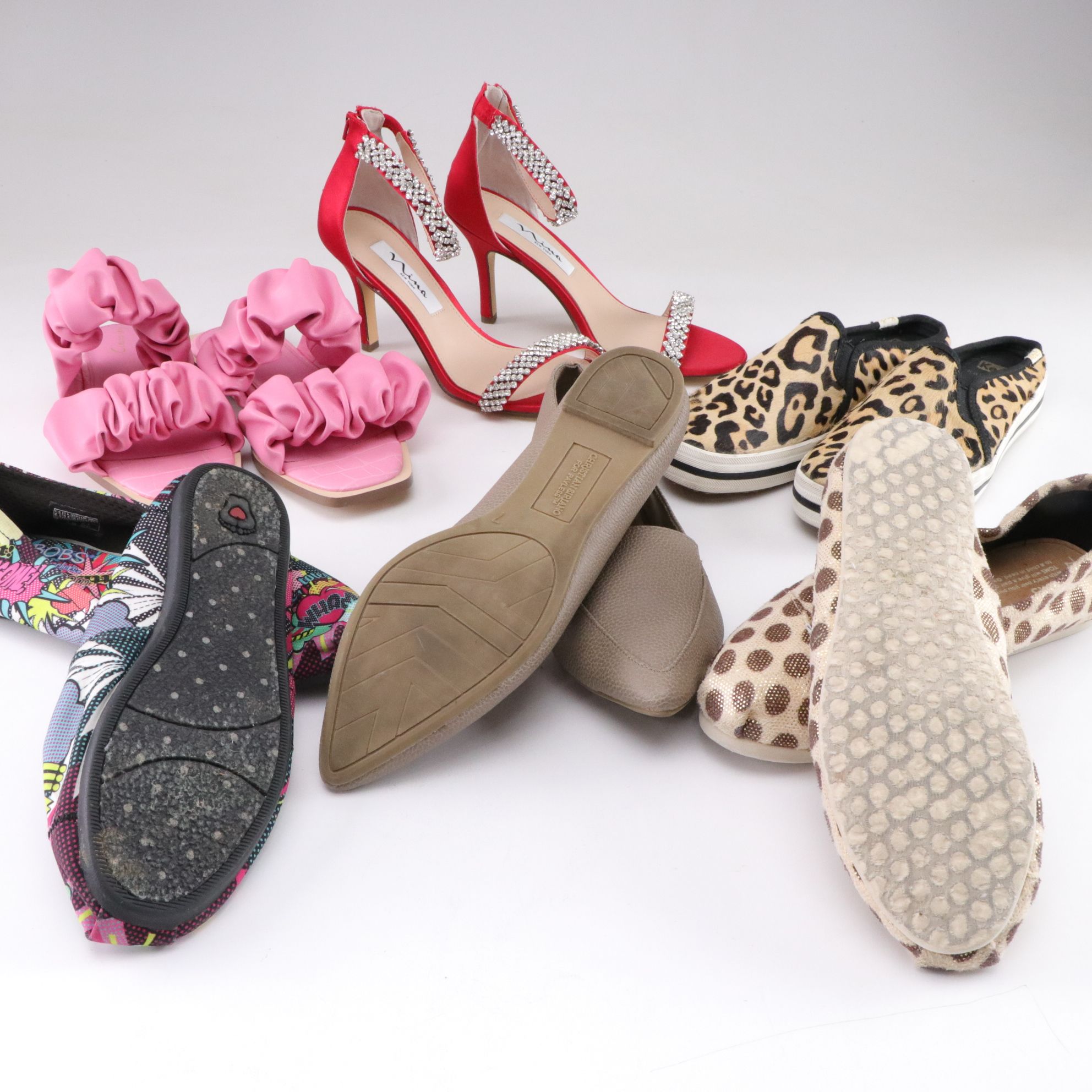 Keds for Kate Spade, Toms & Bobs Slip-On Shoes with Nina Red Satin Pumps & More