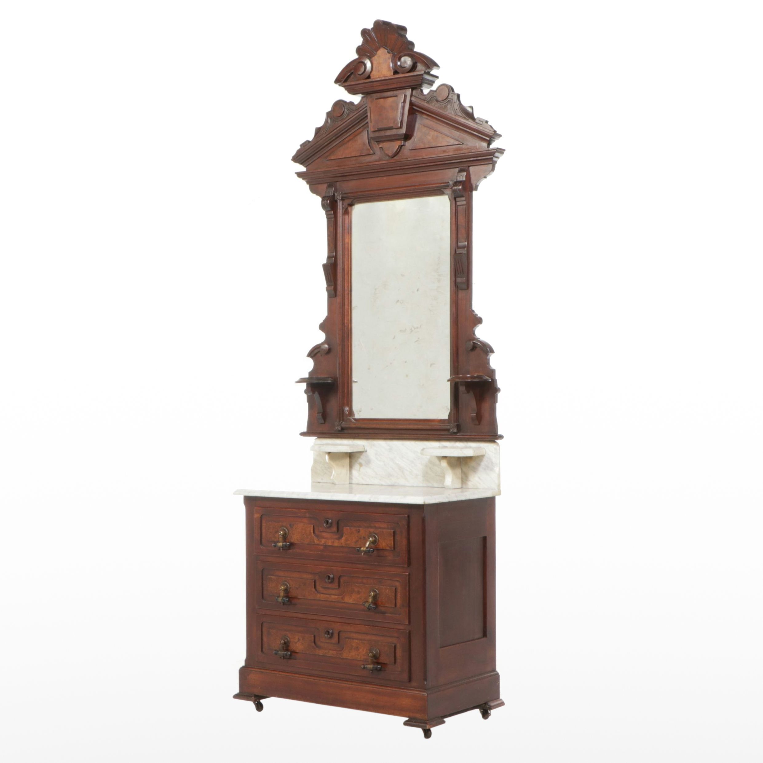 Victorian Walnut Washstand and Dresser Mirror