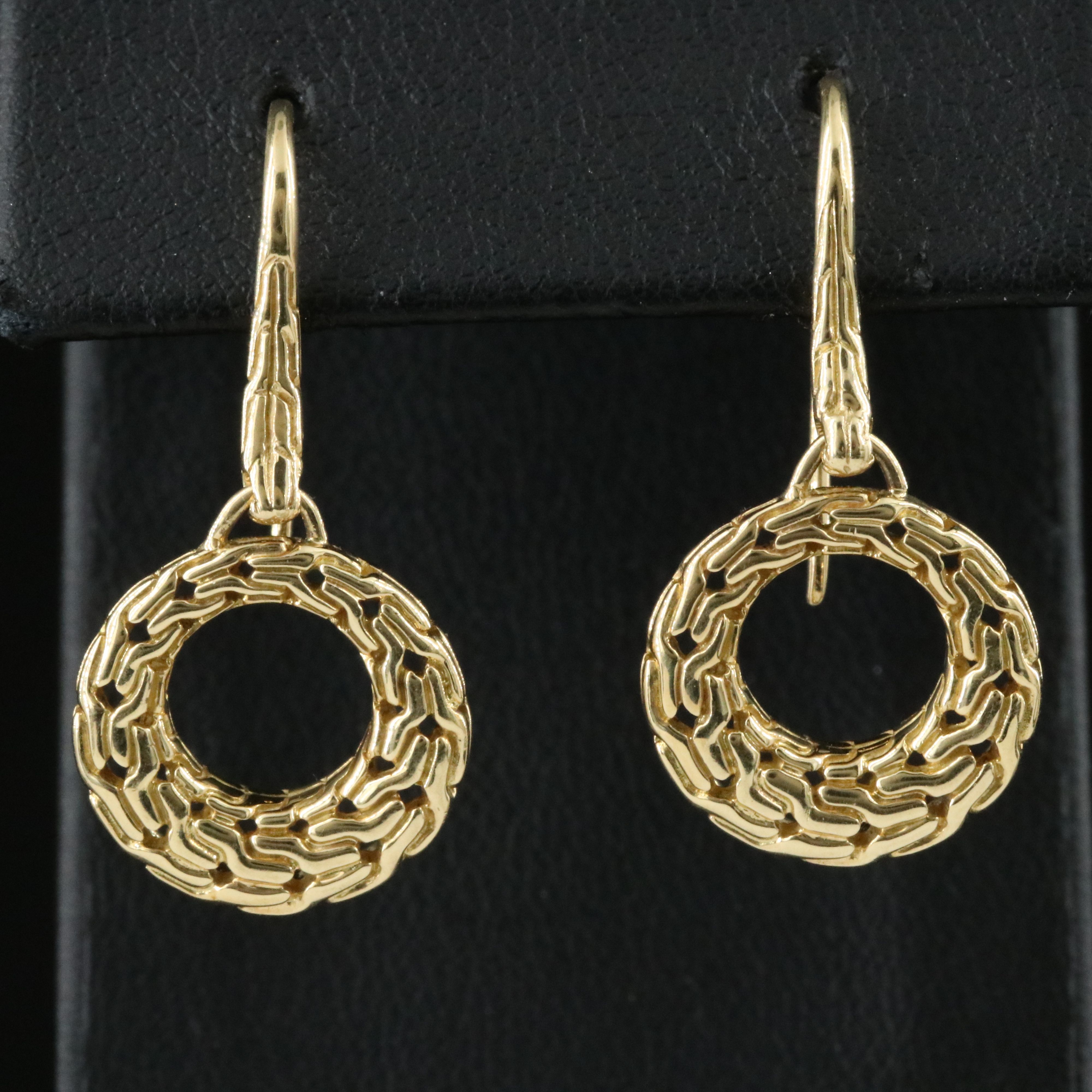 John Hardy Classic Chain 18K Circle Drop Earrings