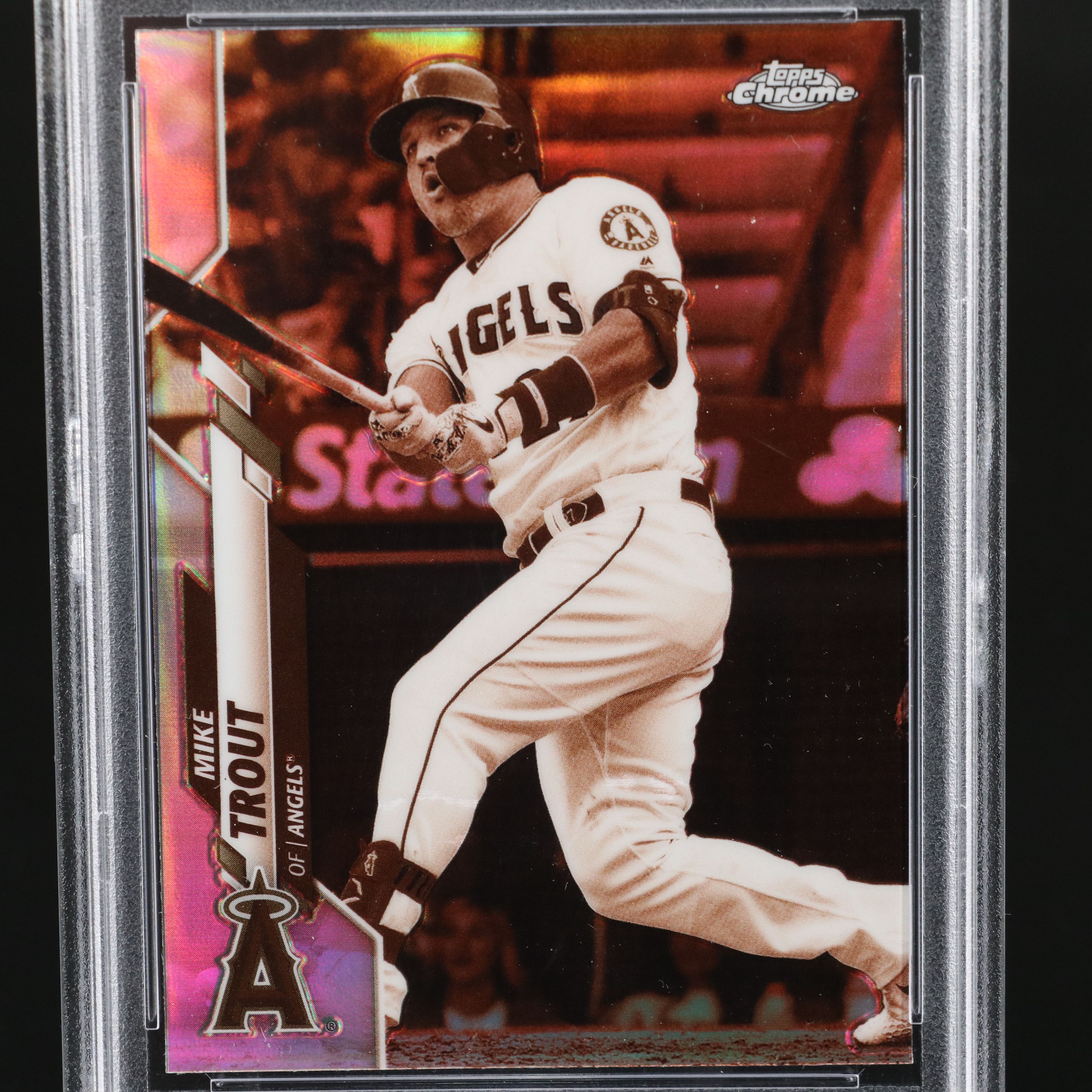 2020 Topps Chrome Mike Trout Sepia Refractor Baseball Card Graded PSA 10