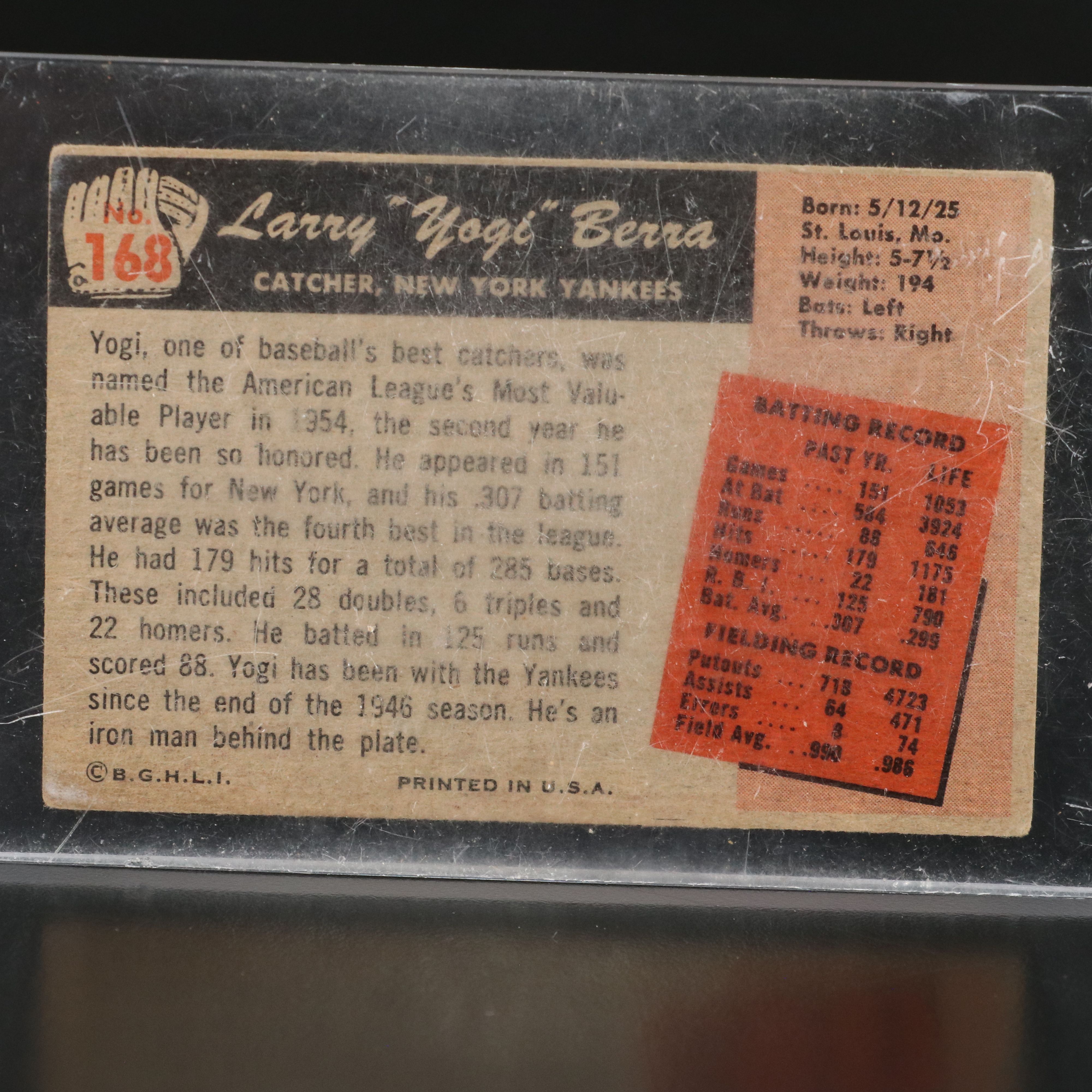 1955 Bowman Yogi Berra New York Yankees Baseball Card