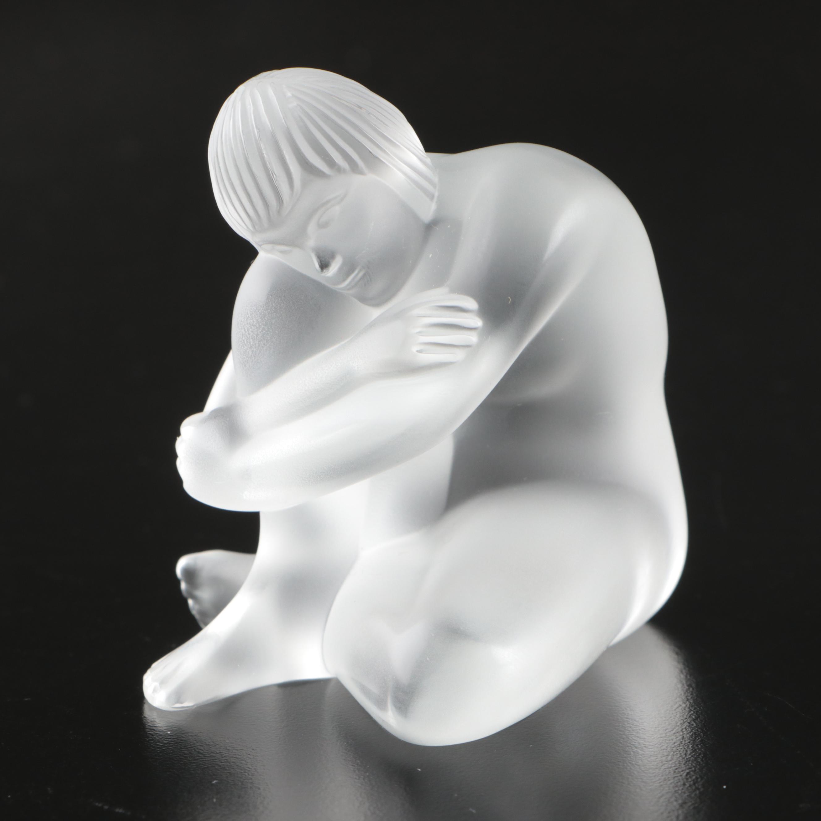 Lalique Seated Nude Crystal Figurine