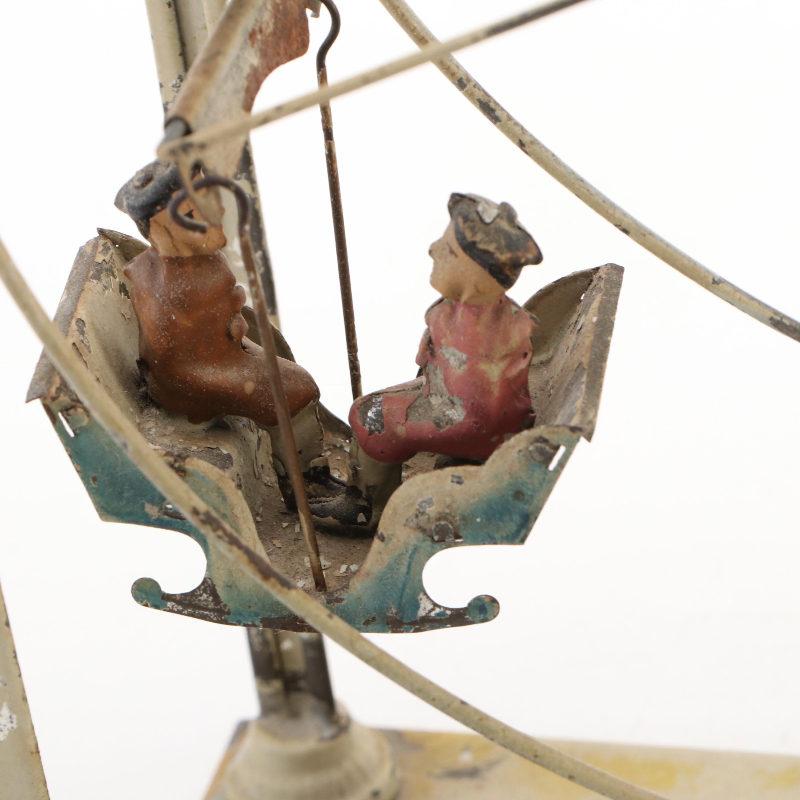 German Painted Metal Ferris Wheel Wind-Up Toy, Early to Mid-20th Century