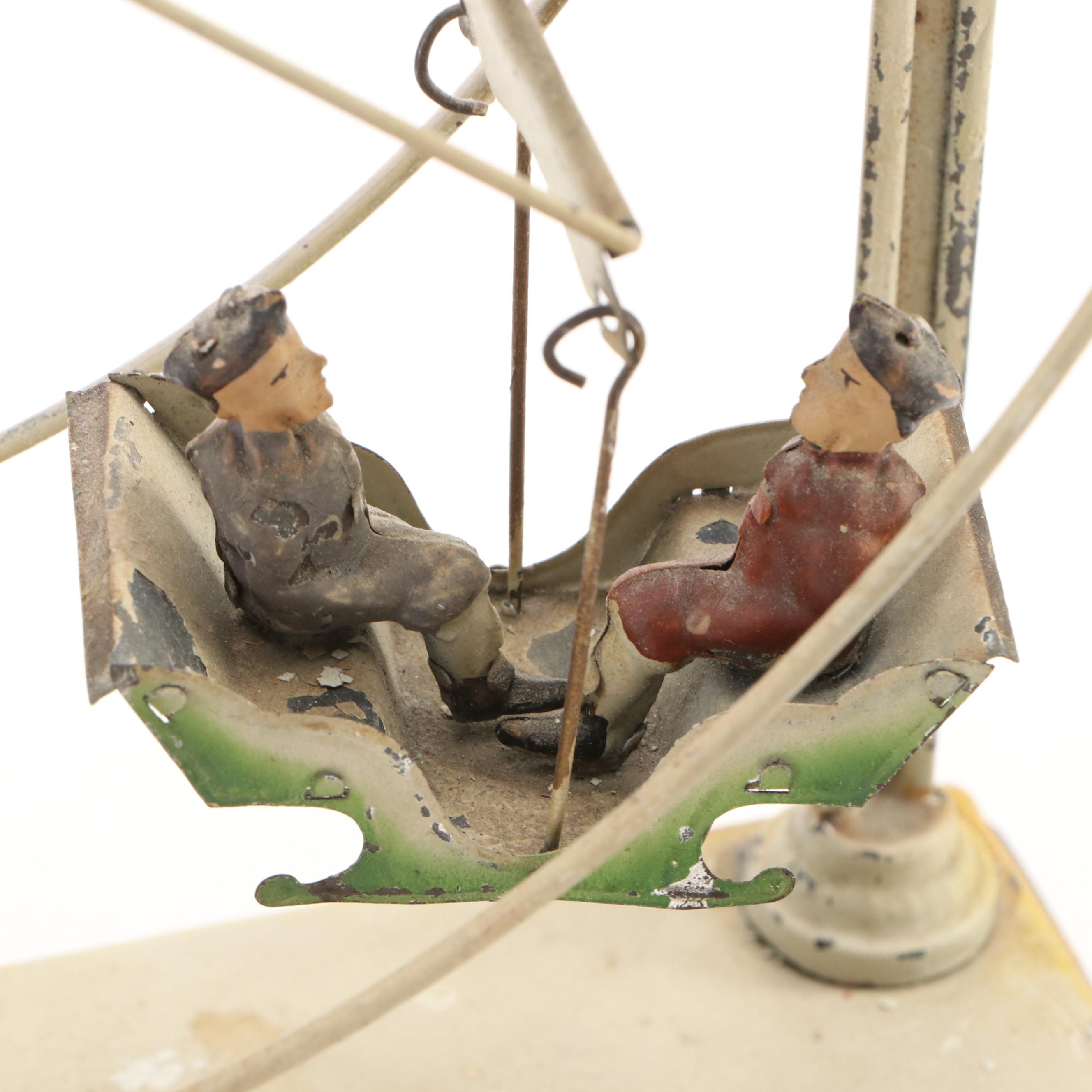 German Painted Metal Ferris Wheel Wind-Up Toy, Early to Mid-20th Century