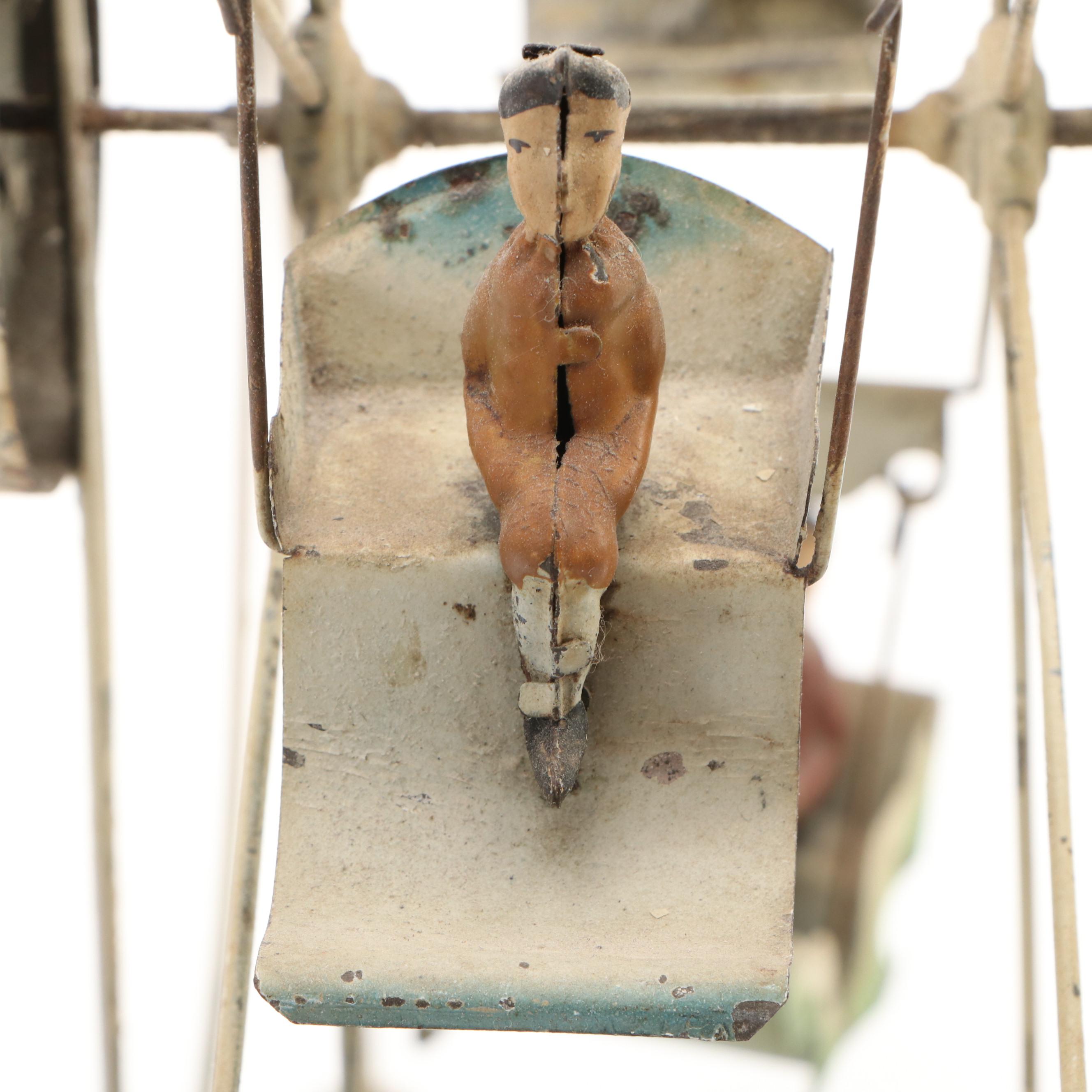German Painted Metal Ferris Wheel Wind-Up Toy, Early to Mid-20th Century