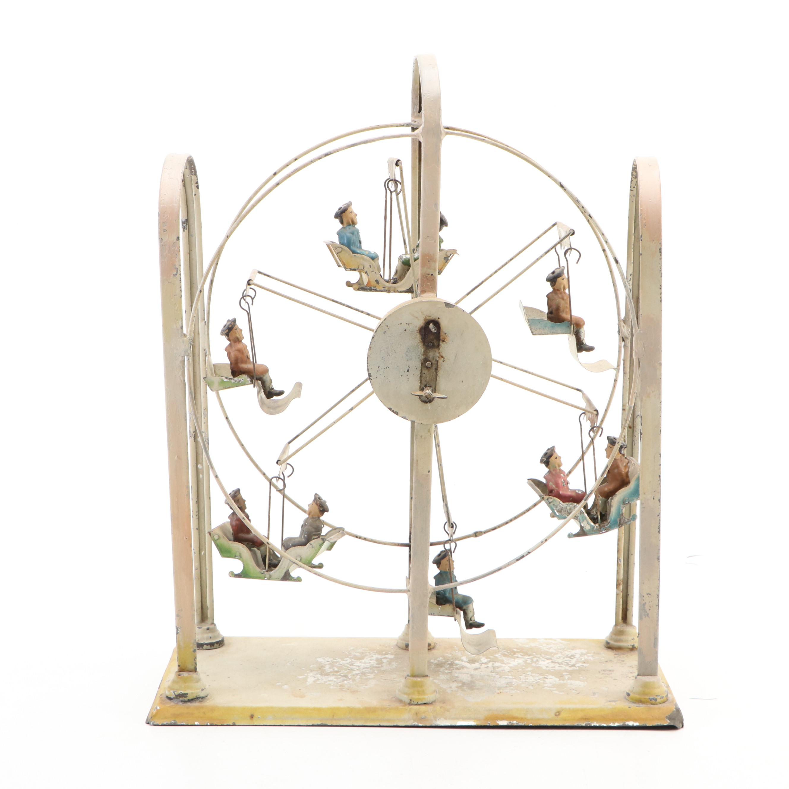 German Painted Metal Ferris Wheel Wind-Up Toy, Early to Mid-20th Century