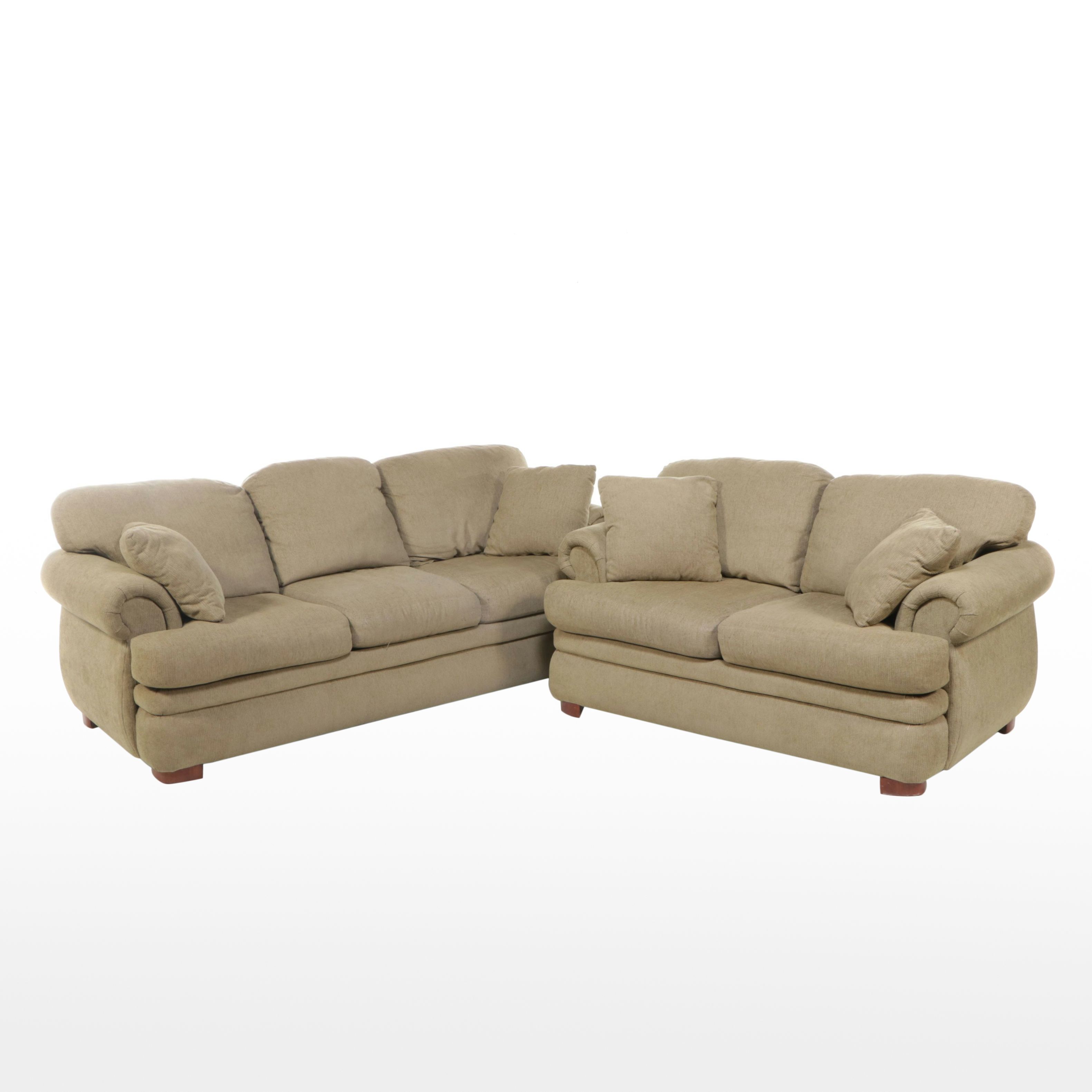 La-Z-Boy Sage Green Upholstered Sofa and Loveseat