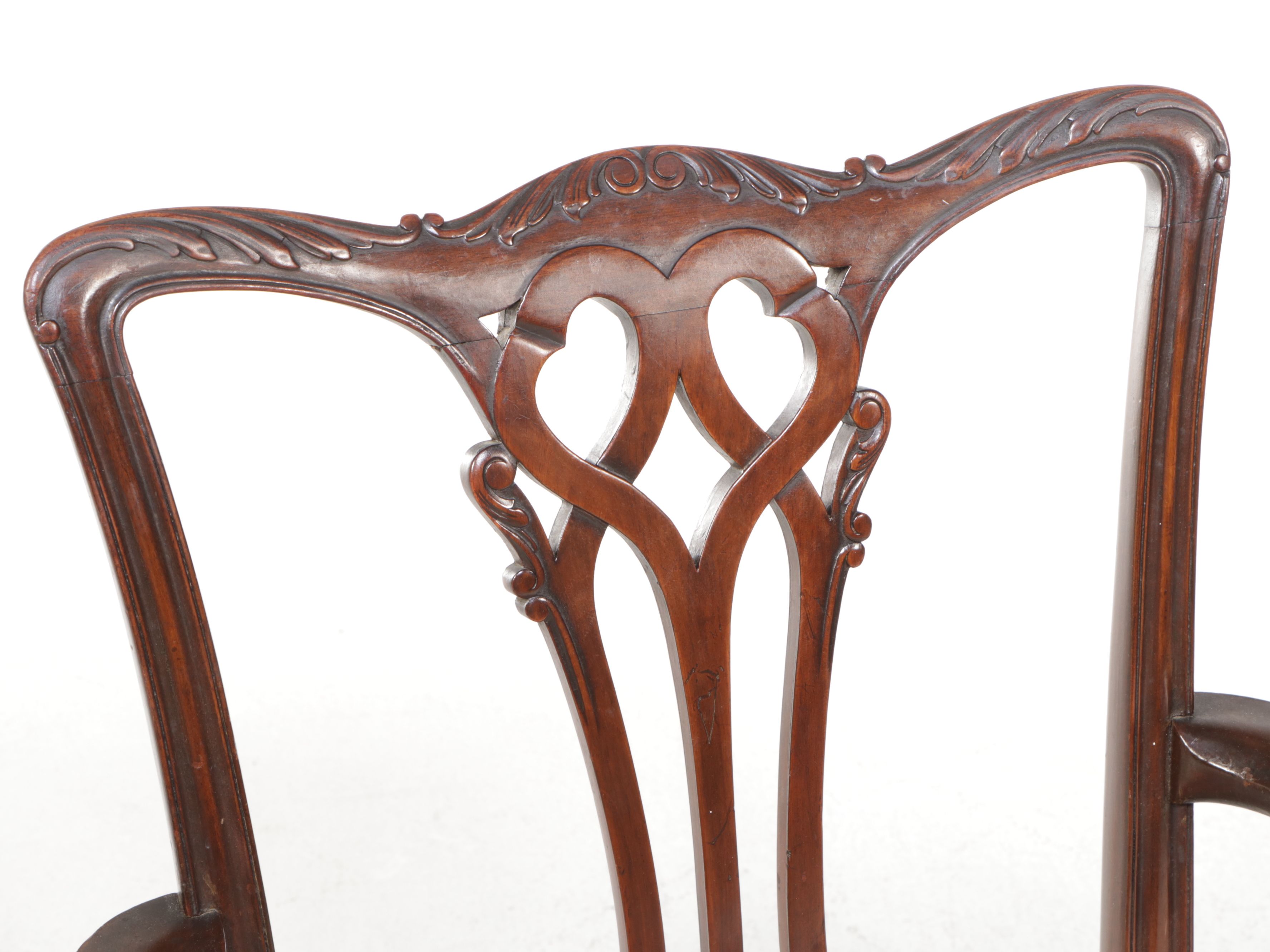 Chippendale Style Carved Mahogany Armchairs and Side Chairs