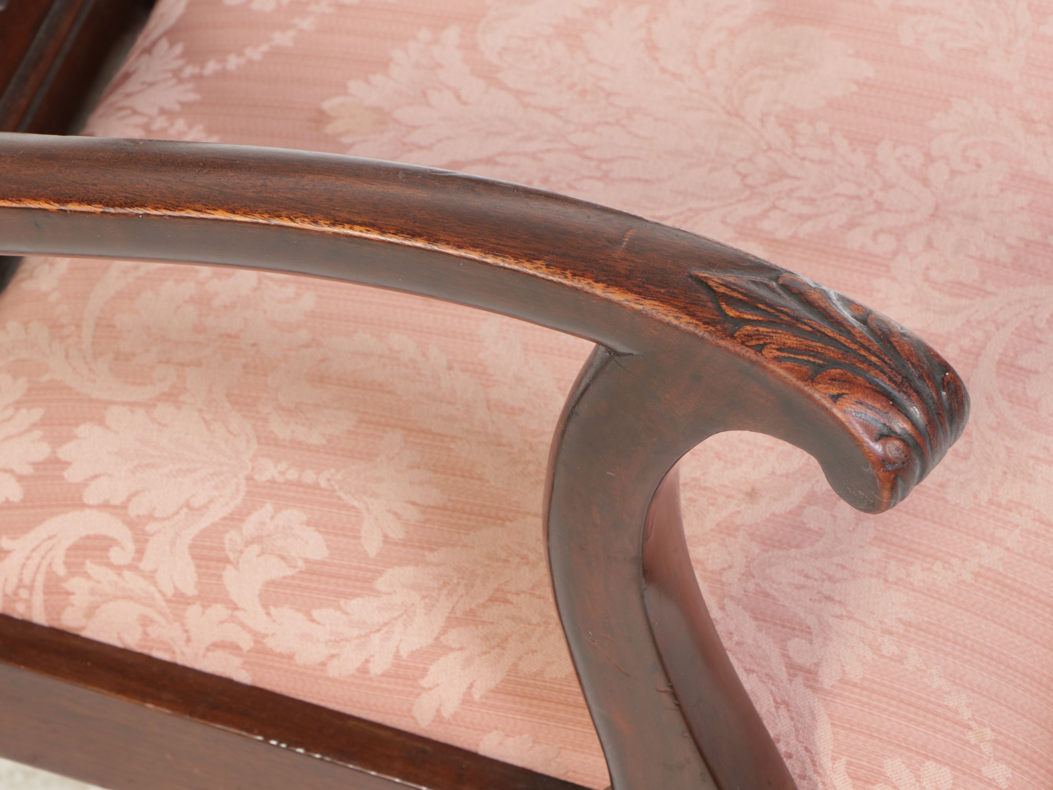 Chippendale Style Carved Mahogany Armchairs and Side Chairs