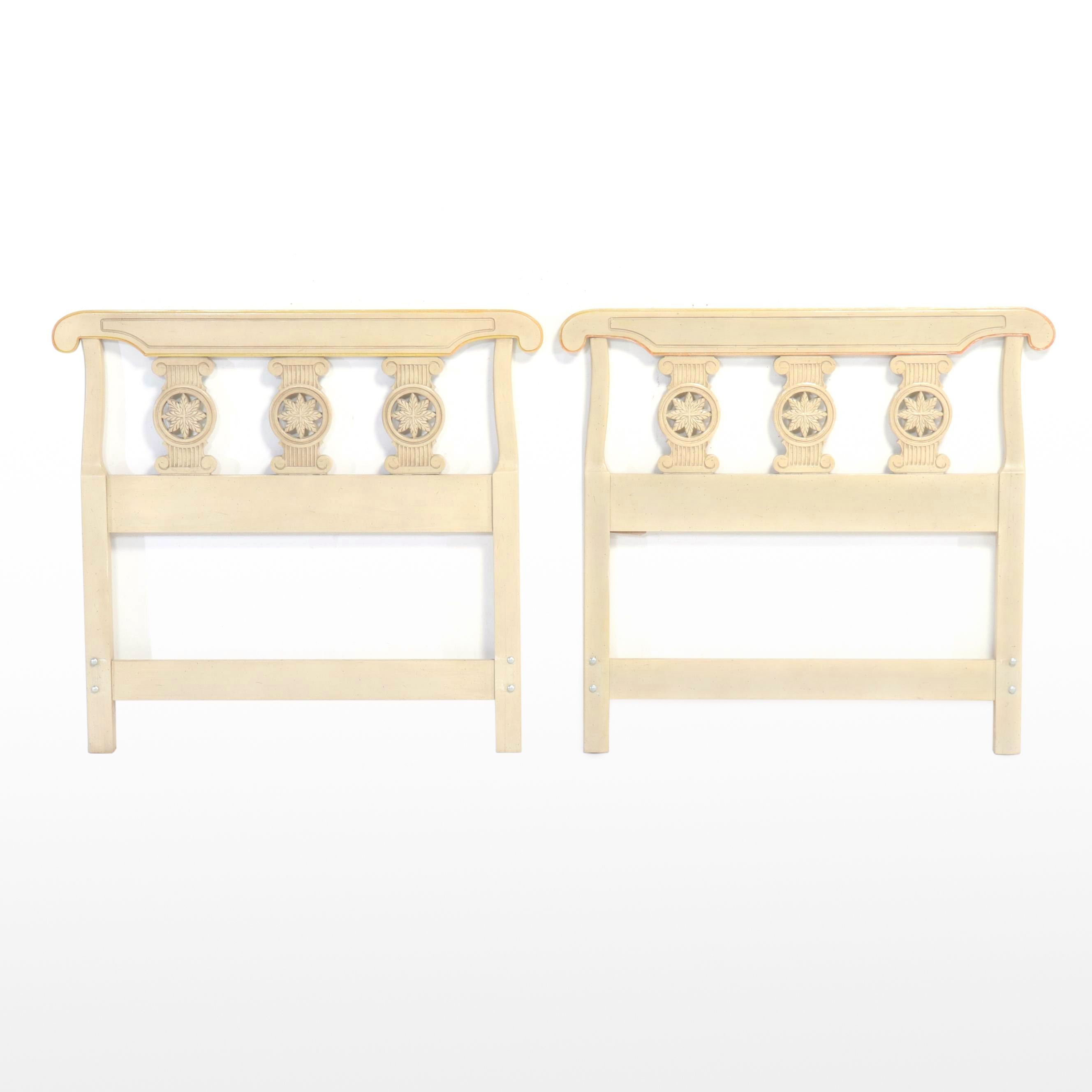 Pair of Neoclassical Style Painted Wood Twin Size Headboards, Mid-20th Century