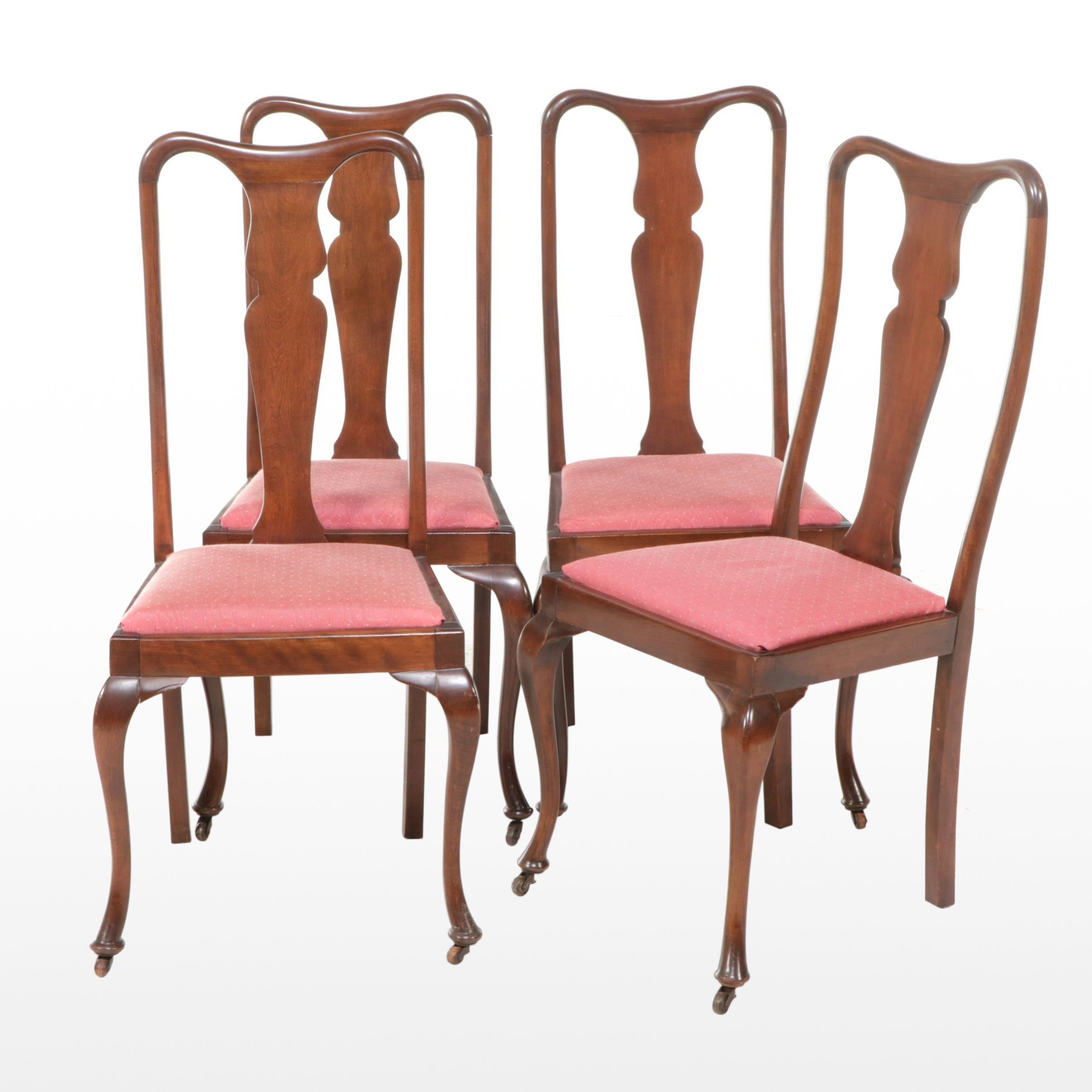 Set of Four Queen Anne Style Mahogany Dining Chairs, Early to Mid-20th Century
