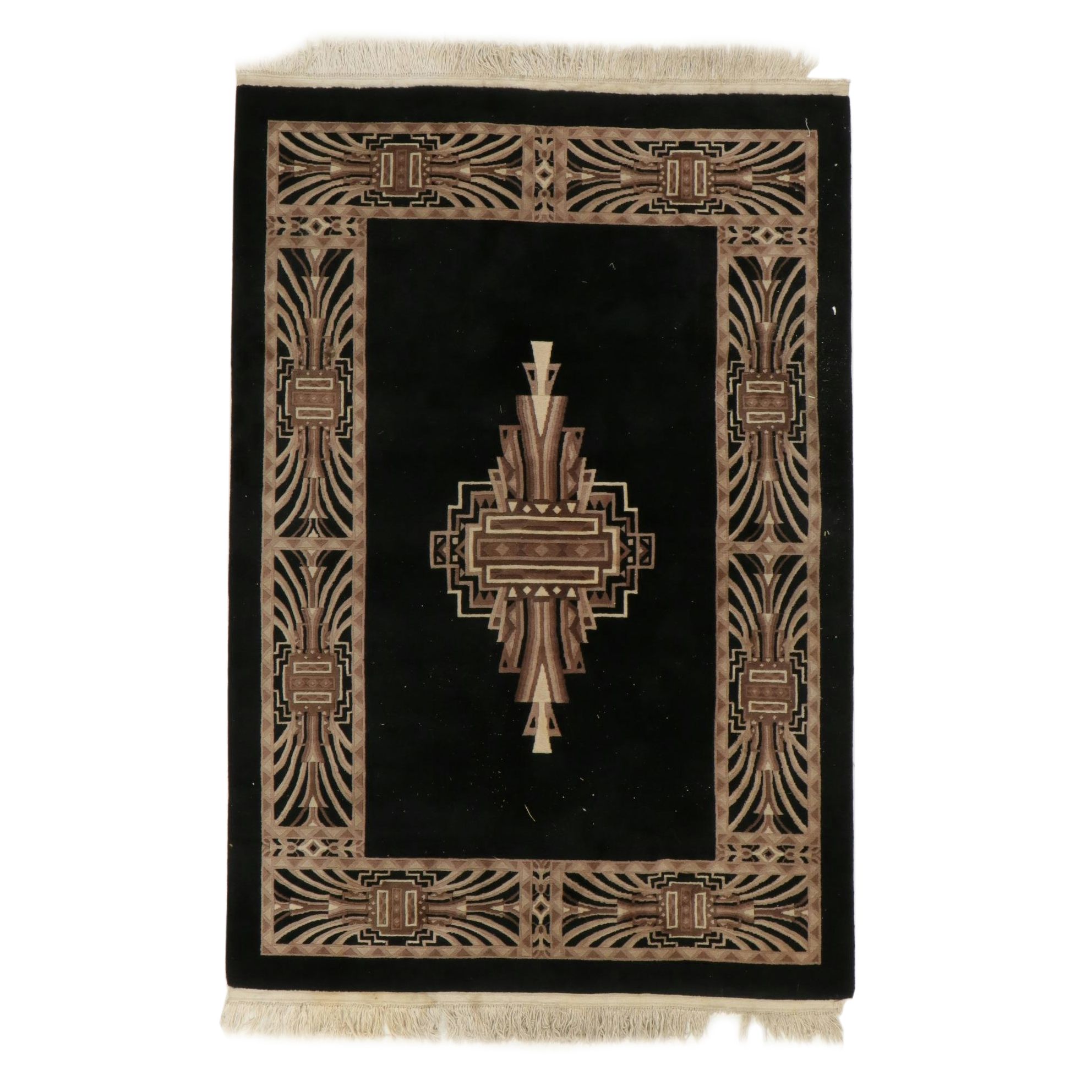 5'6 x 8'10 Hand-Knotted Chinese Art Deco Style Area Rug