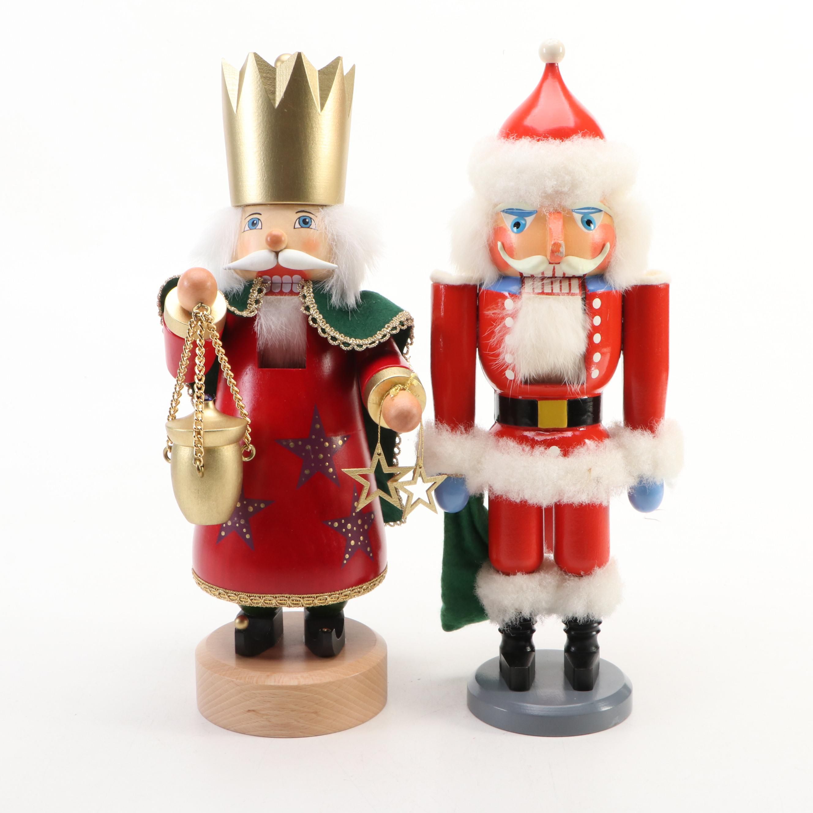 German Hand-Painted Santa and King Nutcrackers