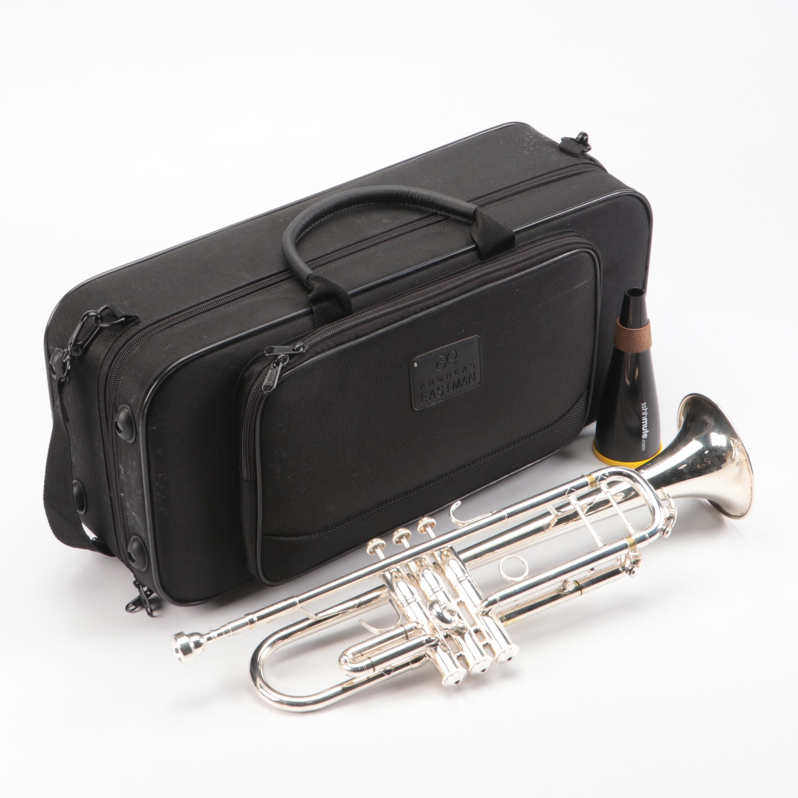Andreas Eastman Trumpet with Nylon Travel Case and Sshhmute Practice Mute