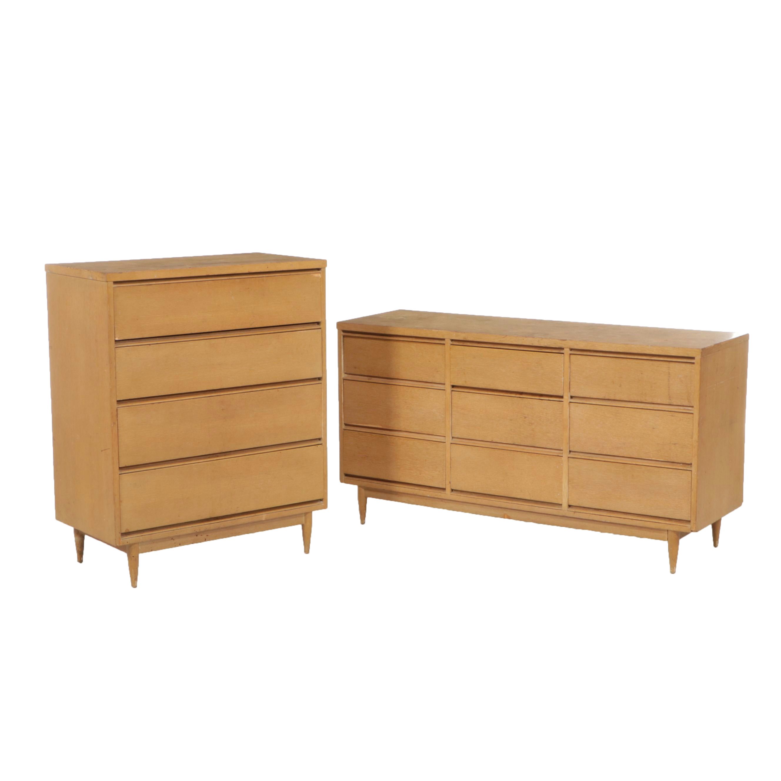 Mid Century Modern Dresser and Four-Drawer Chest