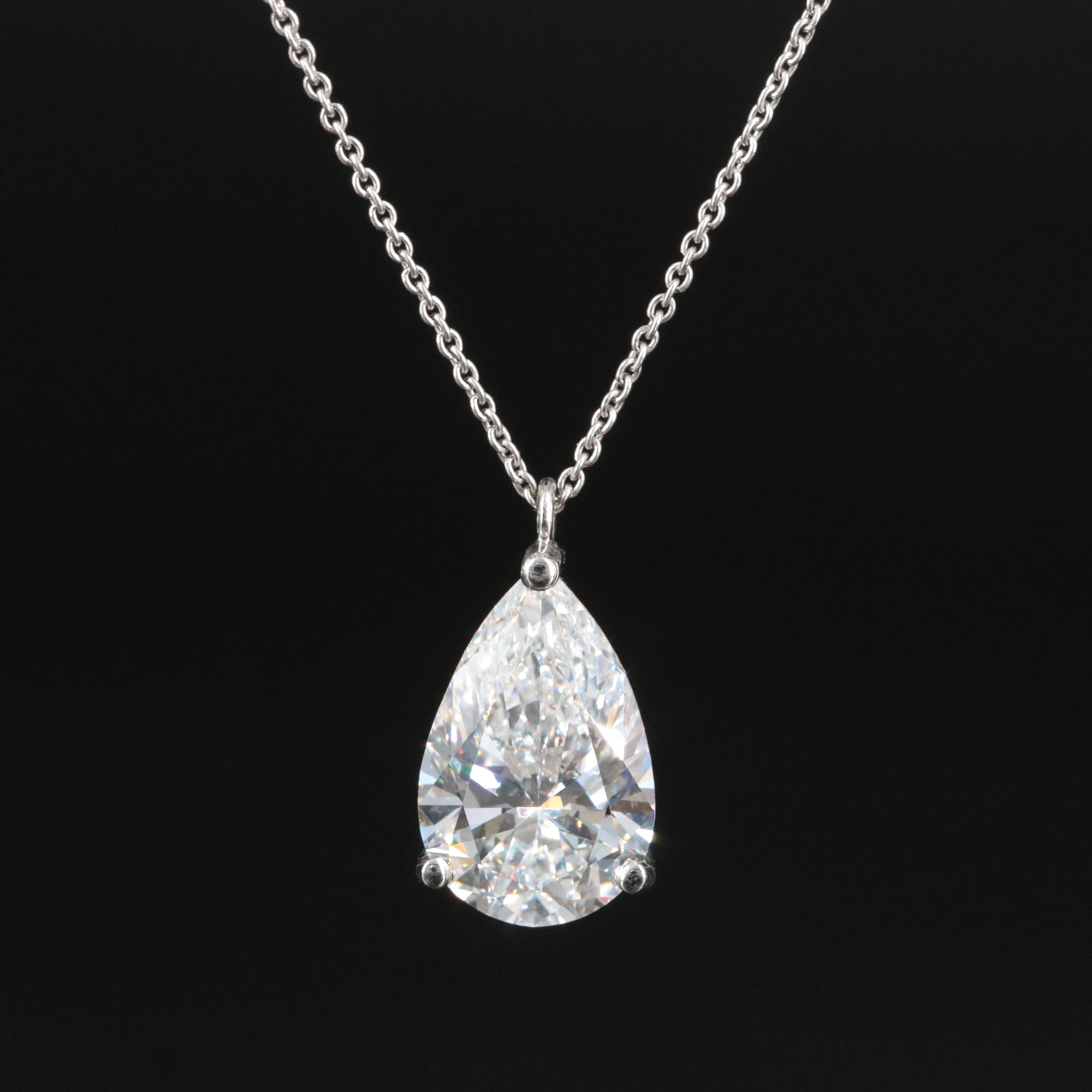 Platinum 4.86 CT Lab Grown Diamond Solitaire Necklace with IGI Report