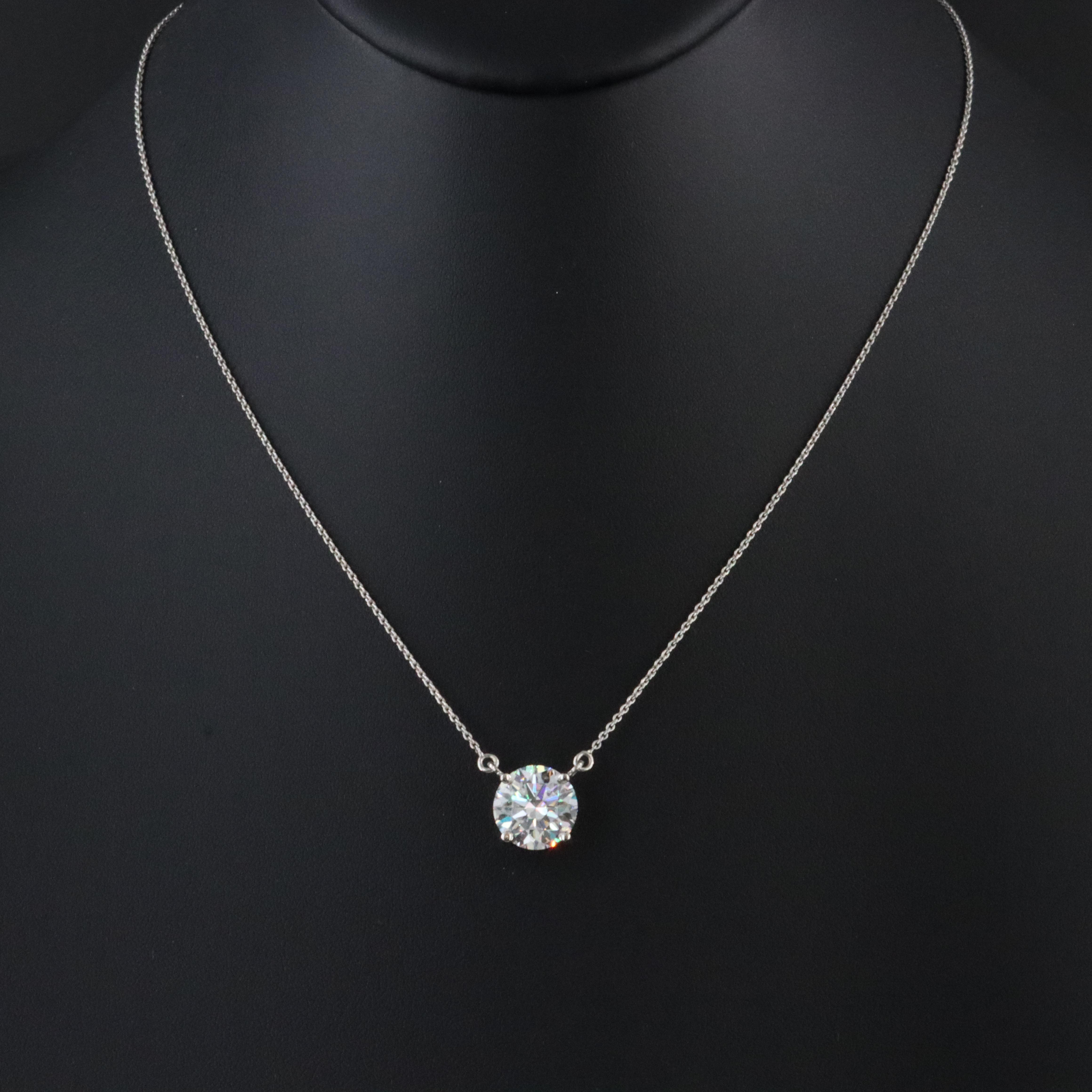 Platinum 4.76 CT Lab Grown Diamond Solitaire Necklace with IGI Report